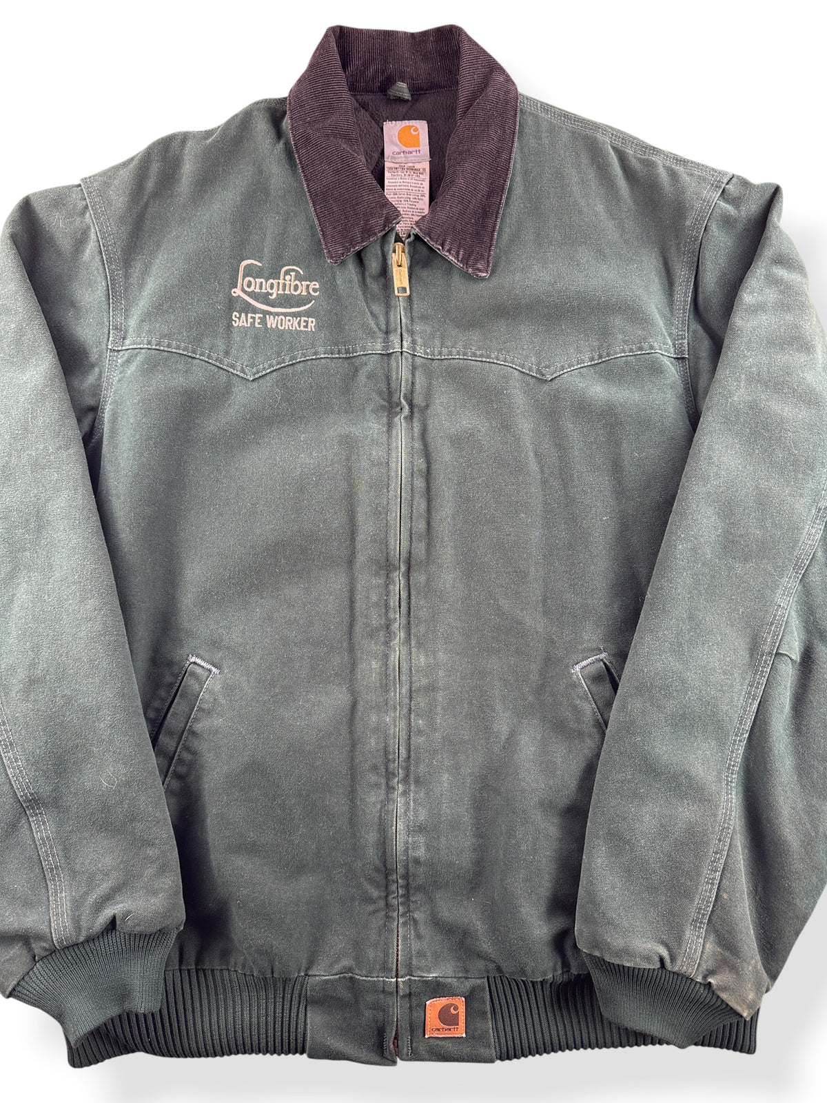 Close-up of Carhartt Green Santa Fe Jacket SZ XL-T