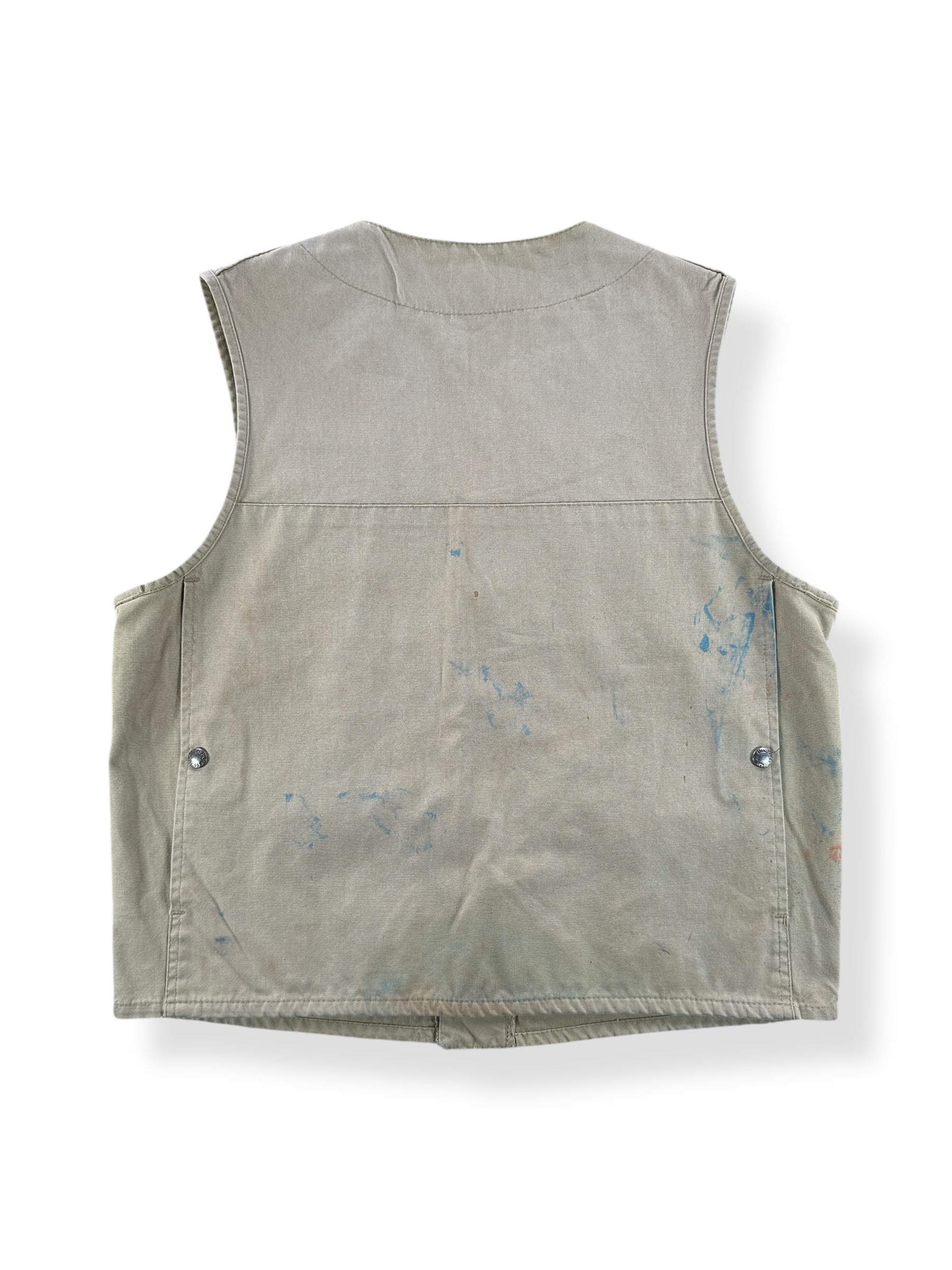 Back of Vintage Filson Style 8 Tin Cloth Vest W/ Custom Pockets & Grommets SZ 38