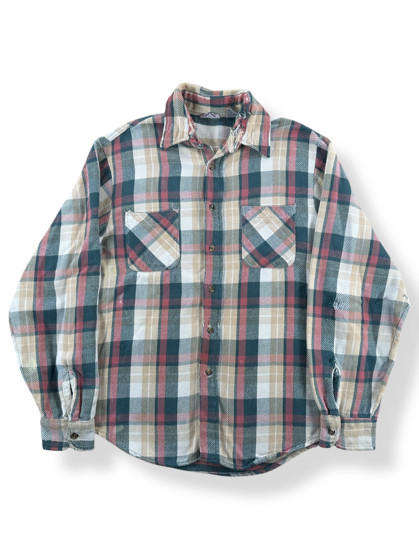 Front of Vintage 80s Big Mac Green & Salmon Cotton Flannel SZ L
