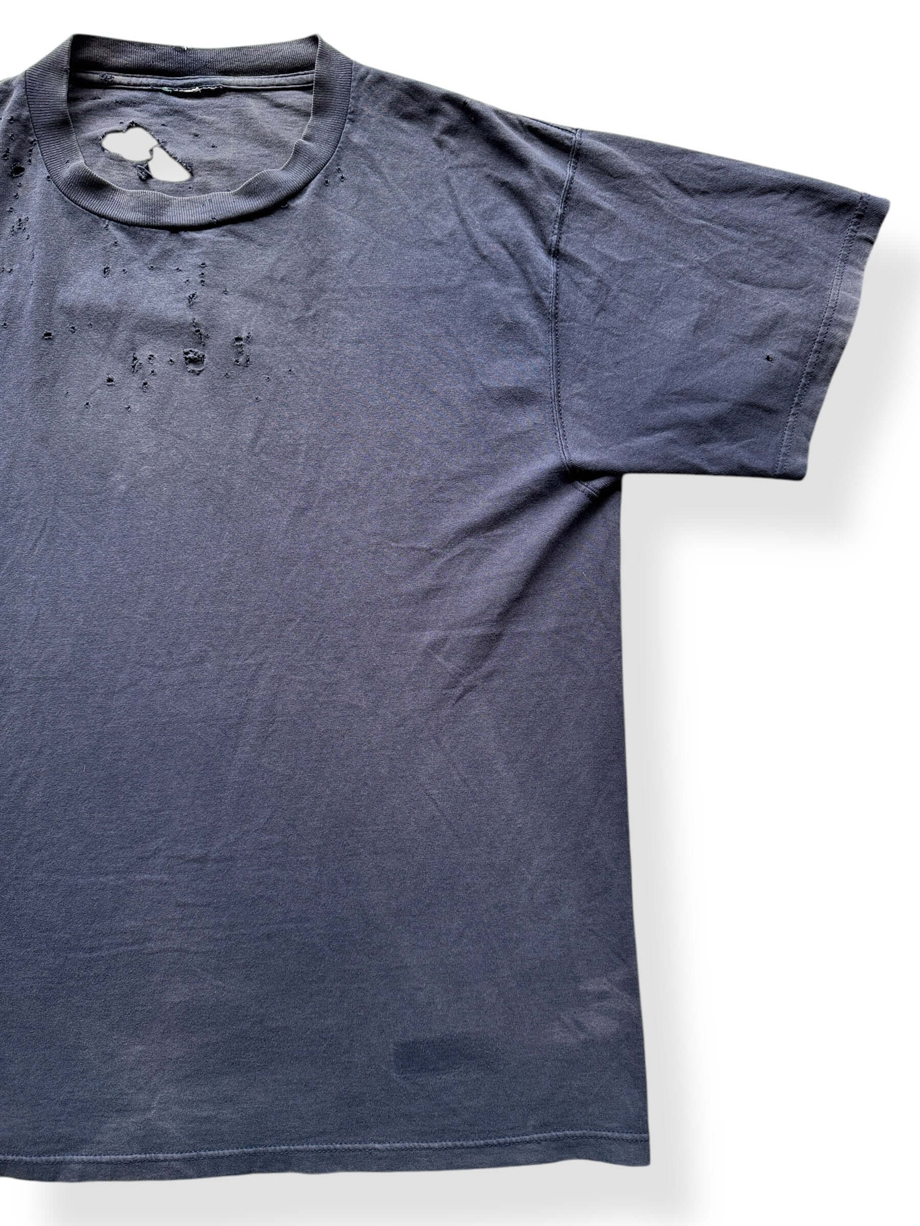 Front Left of Thrashed Black Blank Tee SZ XL