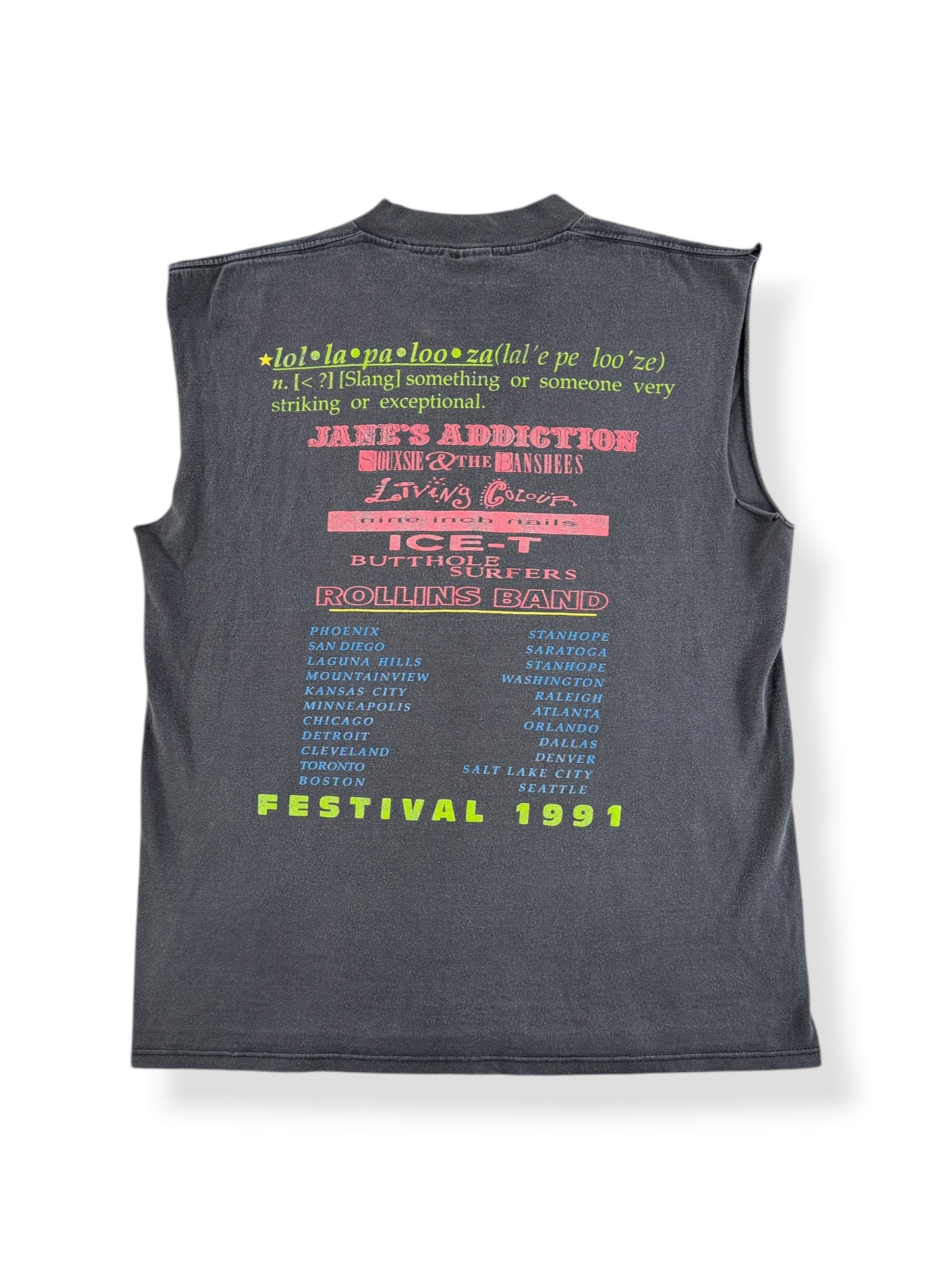 Back of Vintage 1991 Lollapalooza Chopped Tee SZ L - AS IS