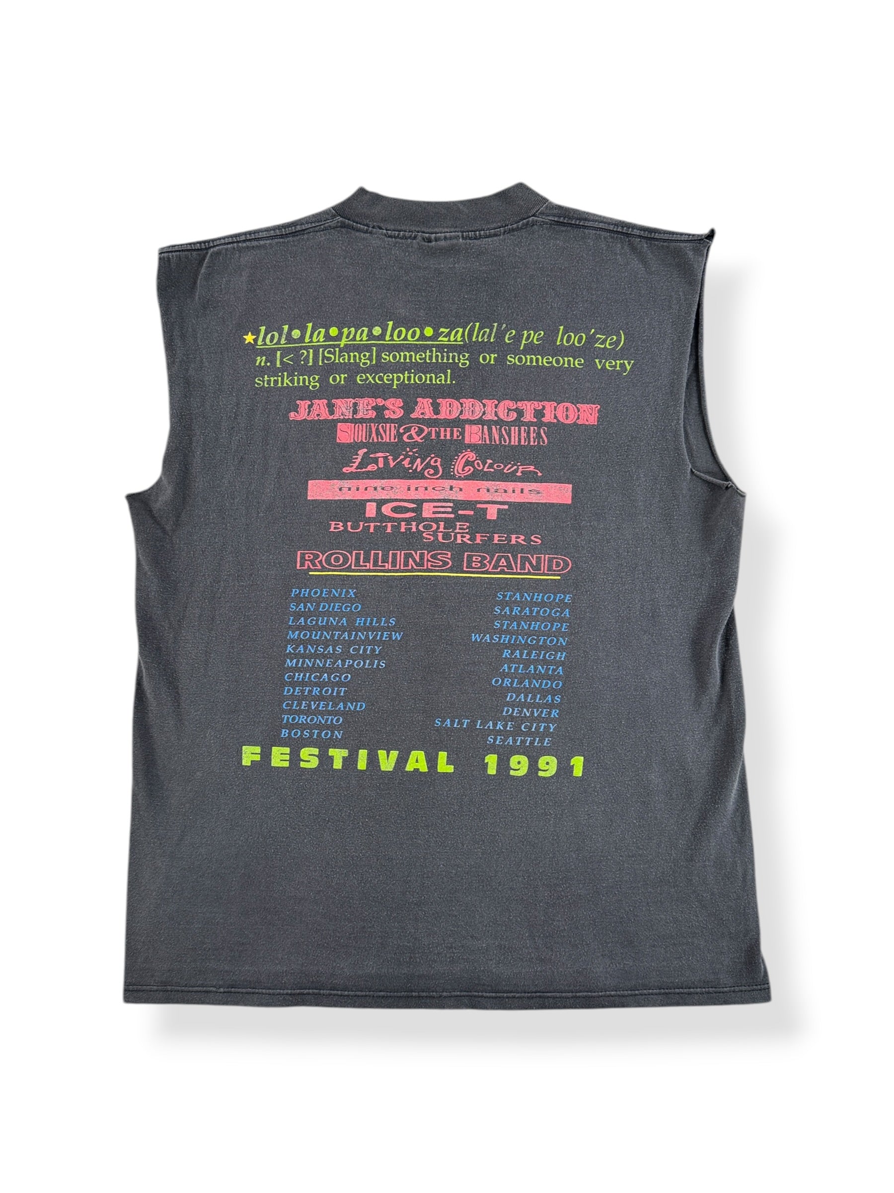 Back of Vintage 1991 Lollapalooza Chopped Tee SZ L - AS IS