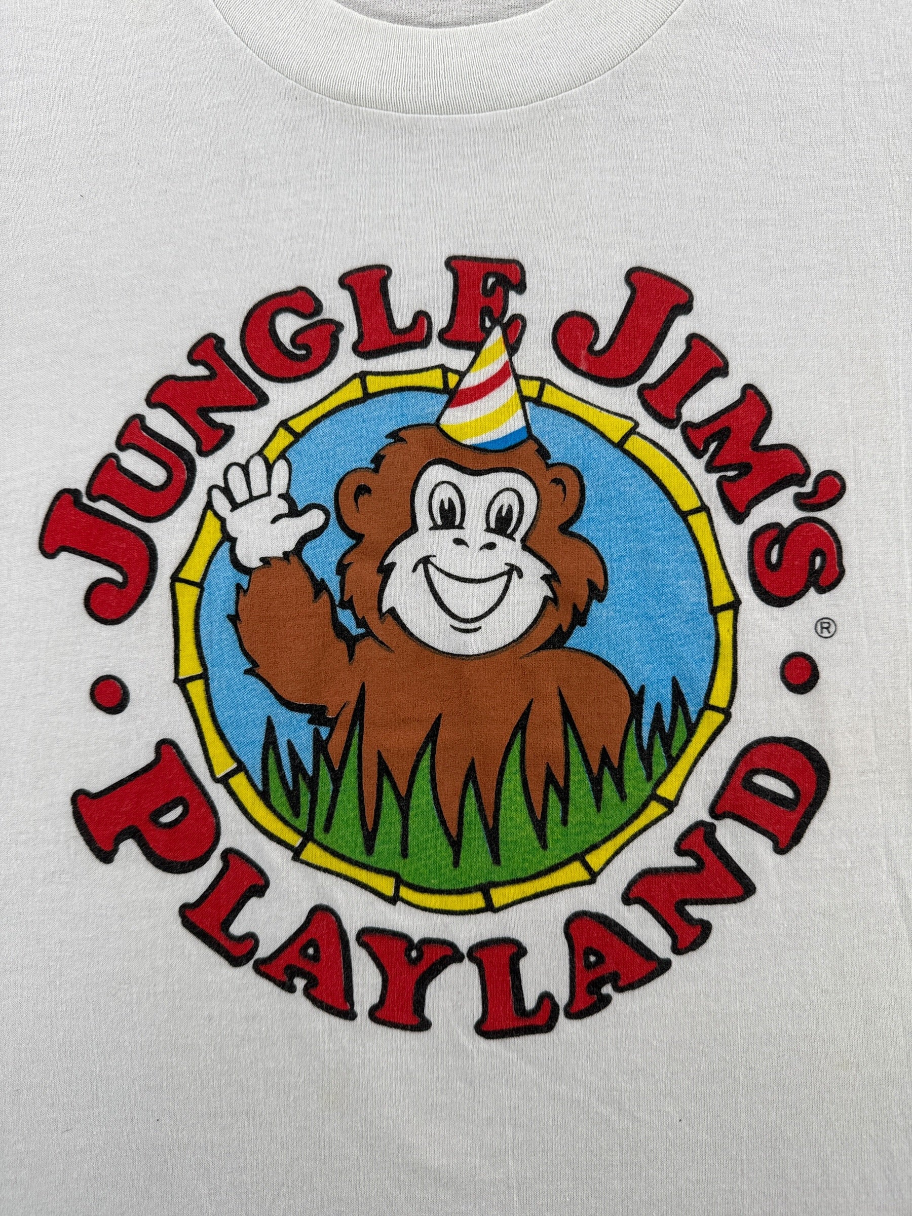 Graphic of Vintage Jungle Jim's Playland Tee SZ 14-16 (Fits XS)