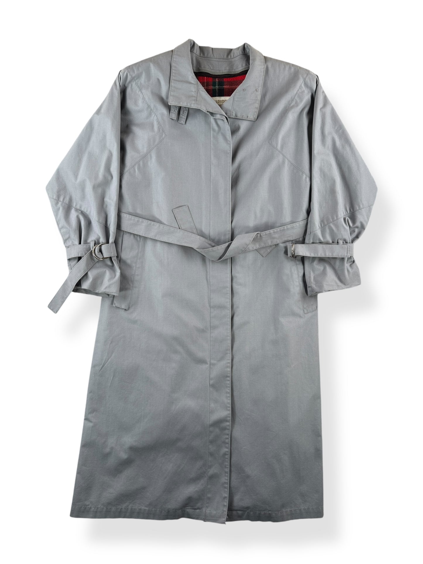 Front of Vintage Grey London Fog Lined Trench Coat SZ M