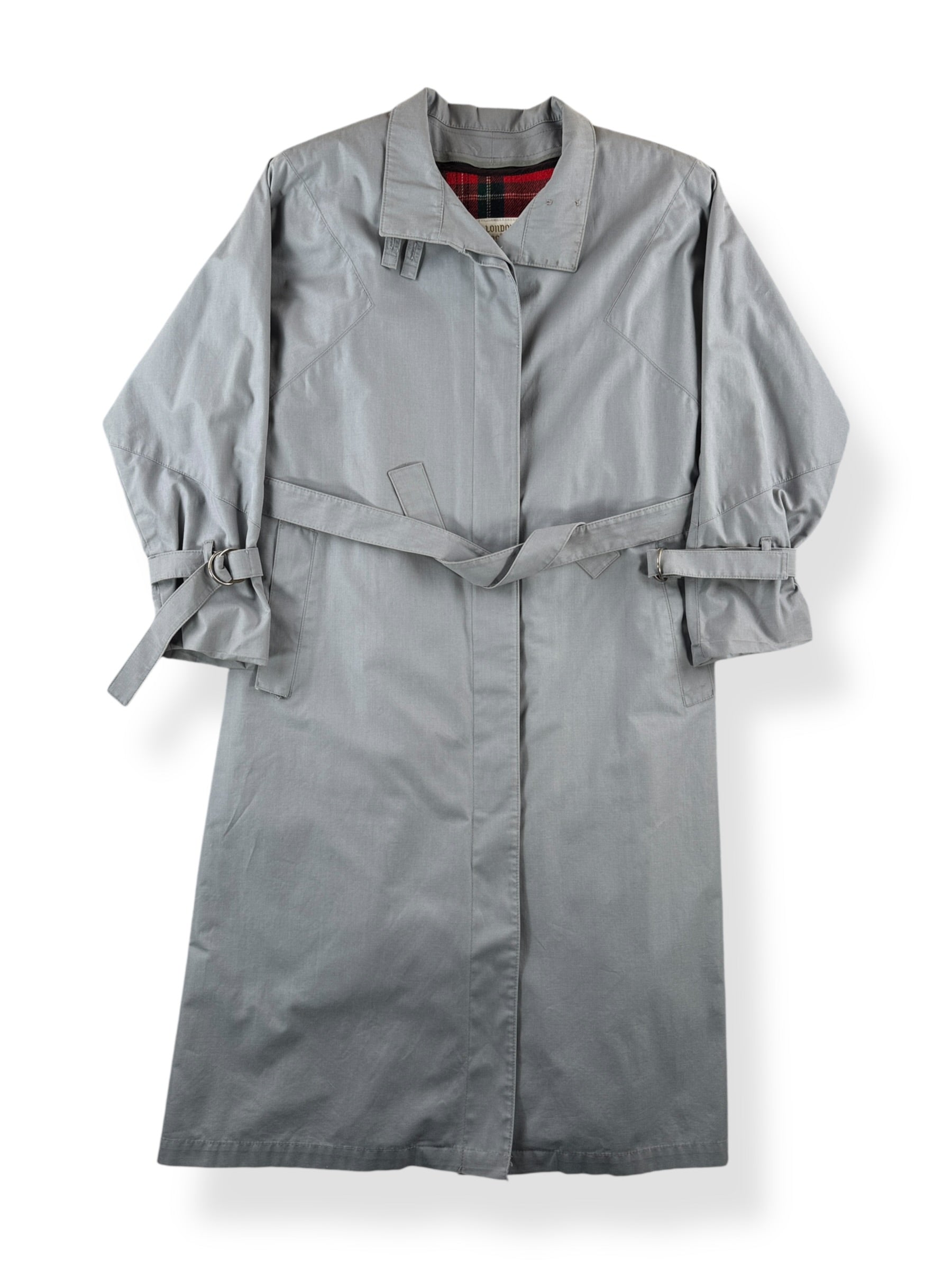 Front of Vintage Grey London Fog Lined Trench Coat SZ M