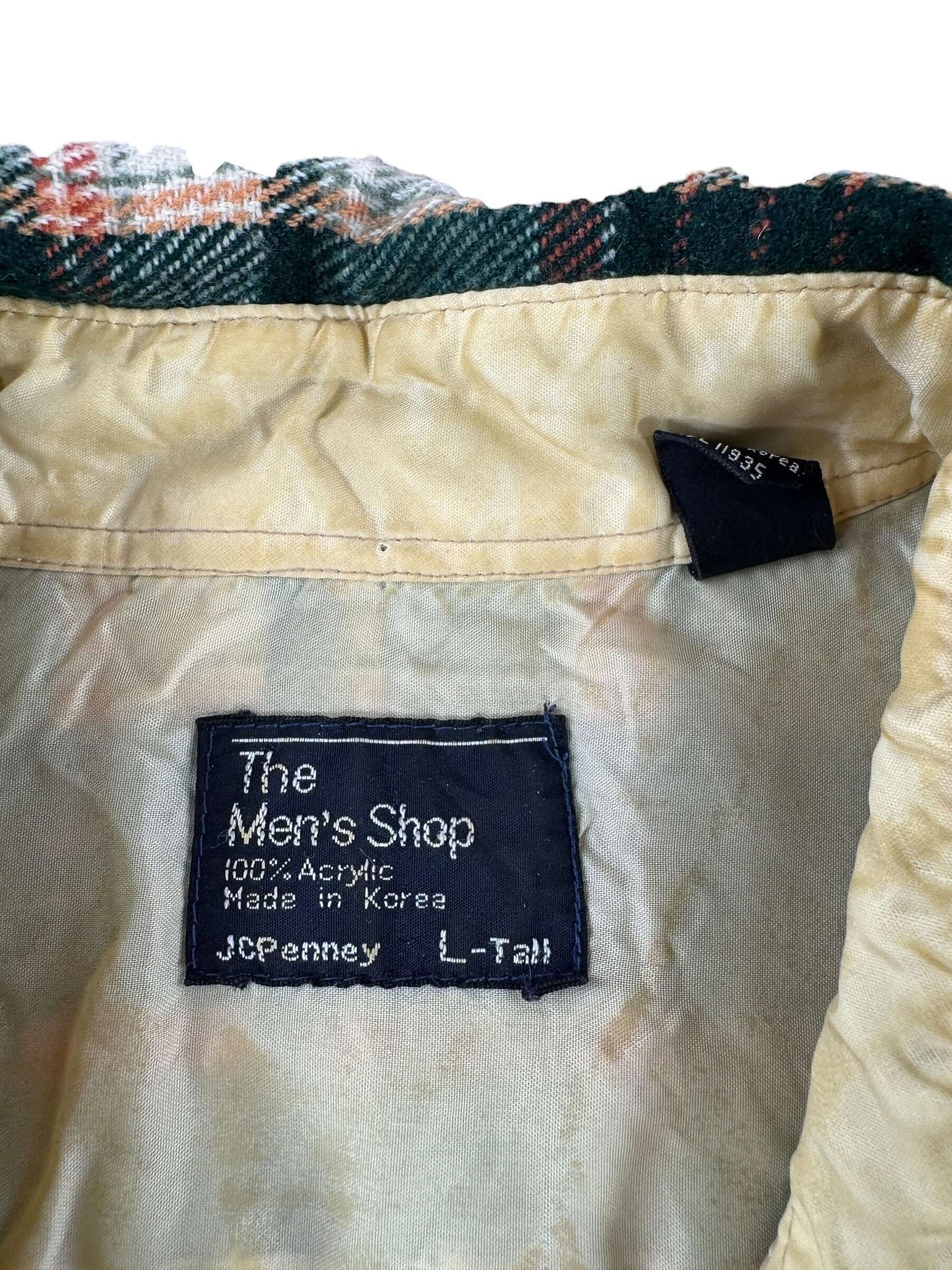Tag on Vintage 100% Acrylic Sears Flannel SZ L Tall AS IS