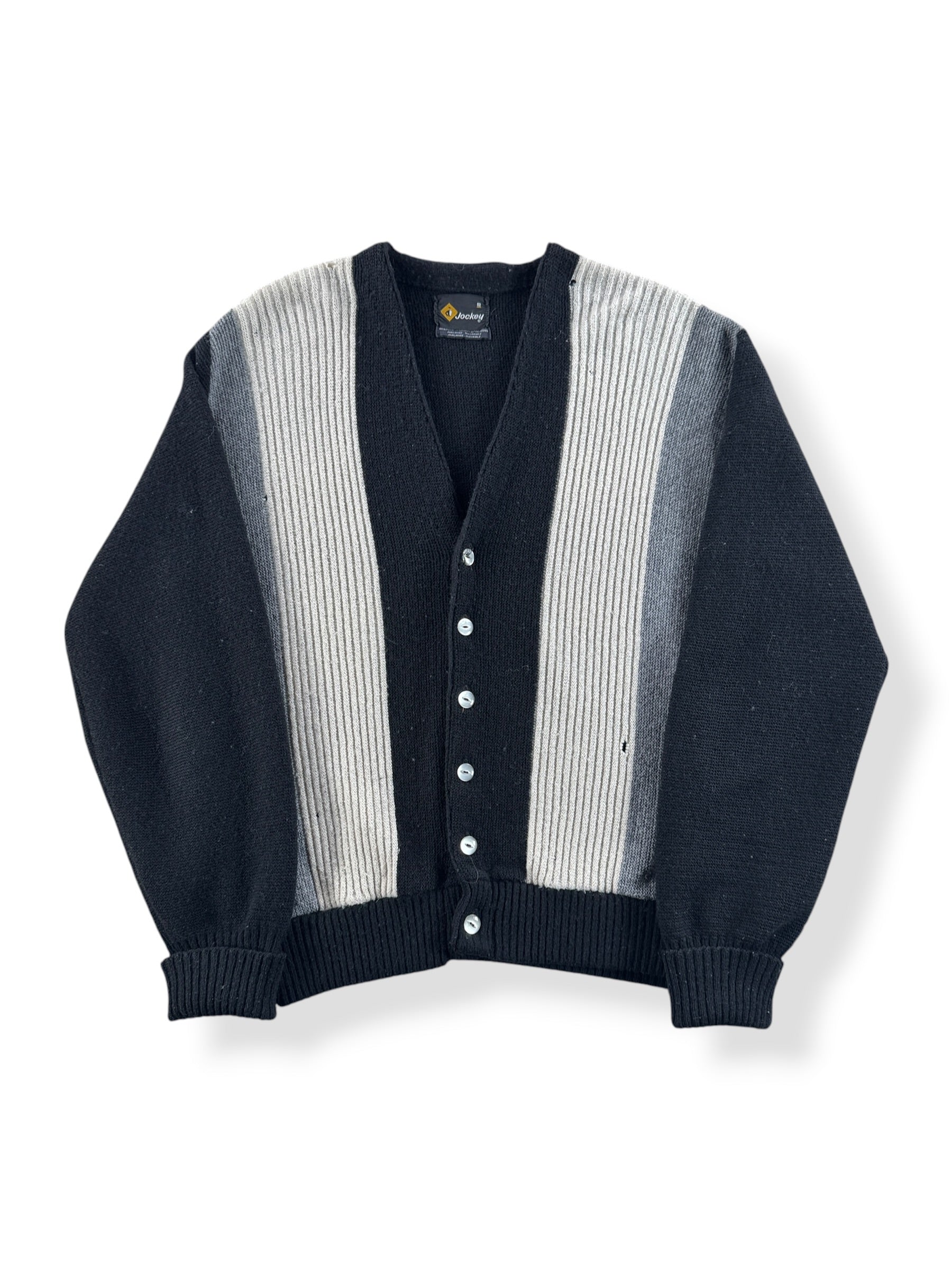 Front of Vintage Jockey 60s Stripey Cardigan SZ S - AS IS