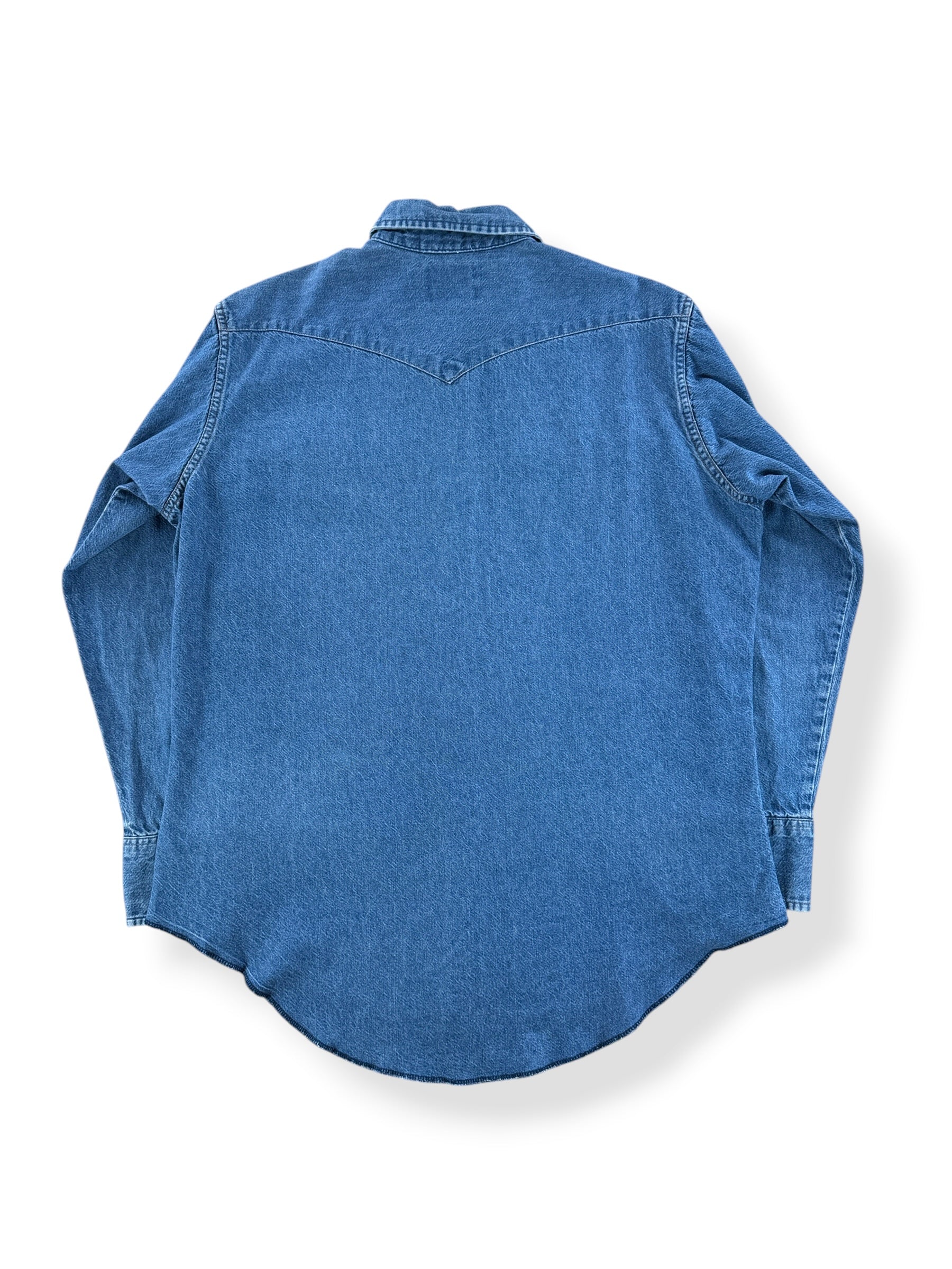 Back of Vintage Wrangler Denim Pearlsnap SZ 17-34 (Fits L)