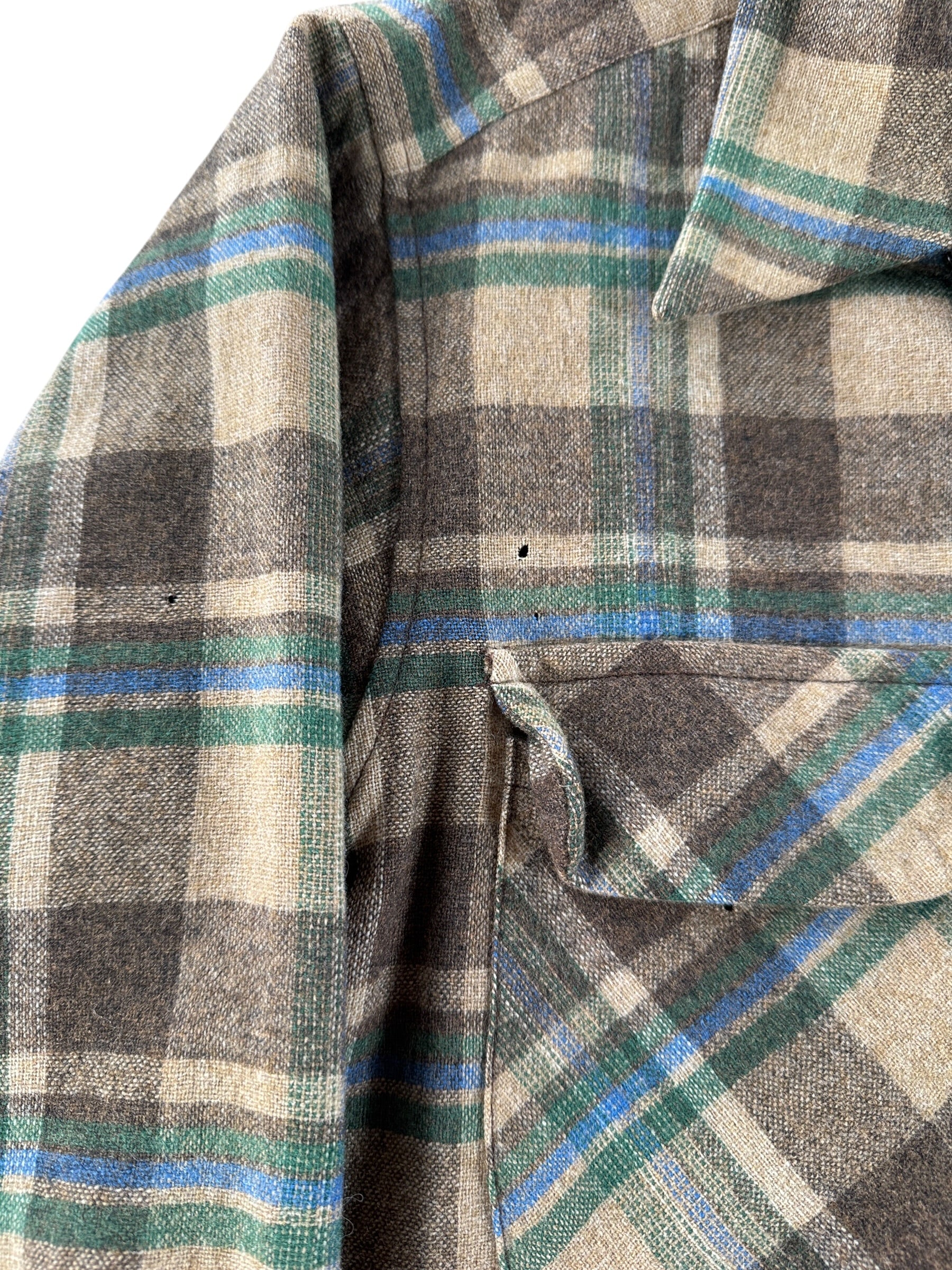 Holes on Vintage Brown & Green Pendleton Board Shirt SZ L - AS IS