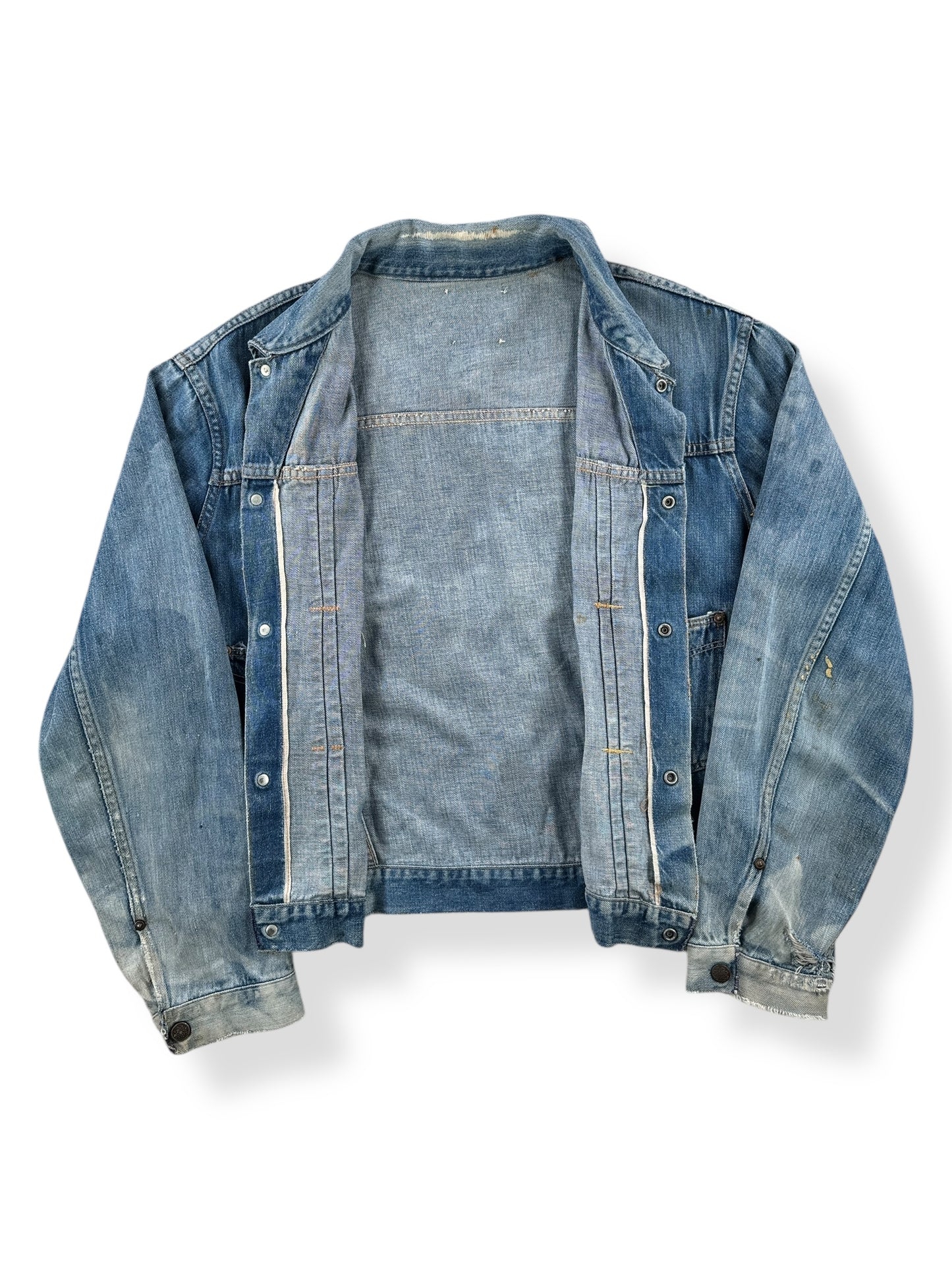 Inside of Vintage Montgomery Ward Pleated Denim Jacket SZ L