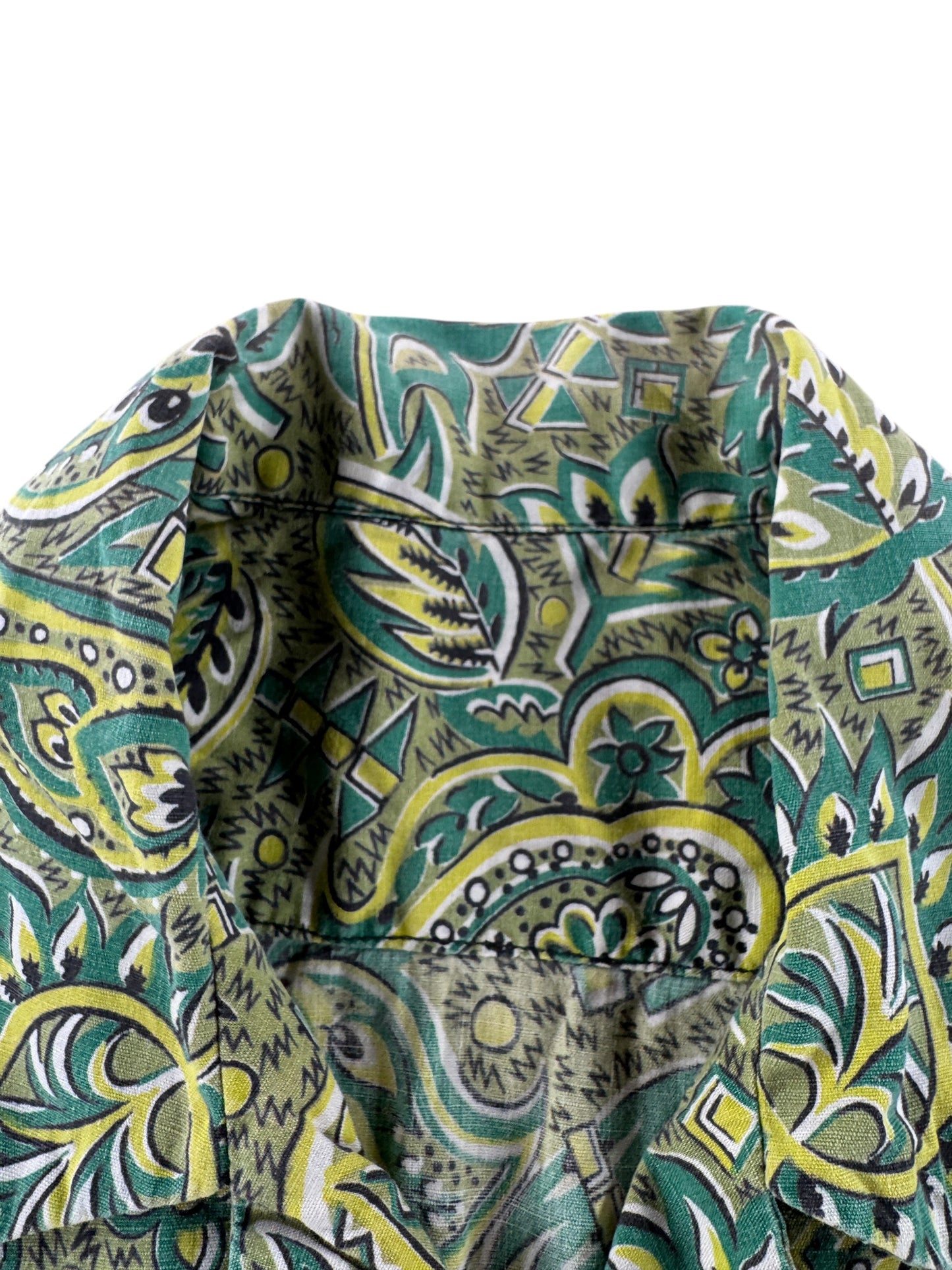 Missing Tag on Vintage Green Cotton Aloha Shirt SZ M