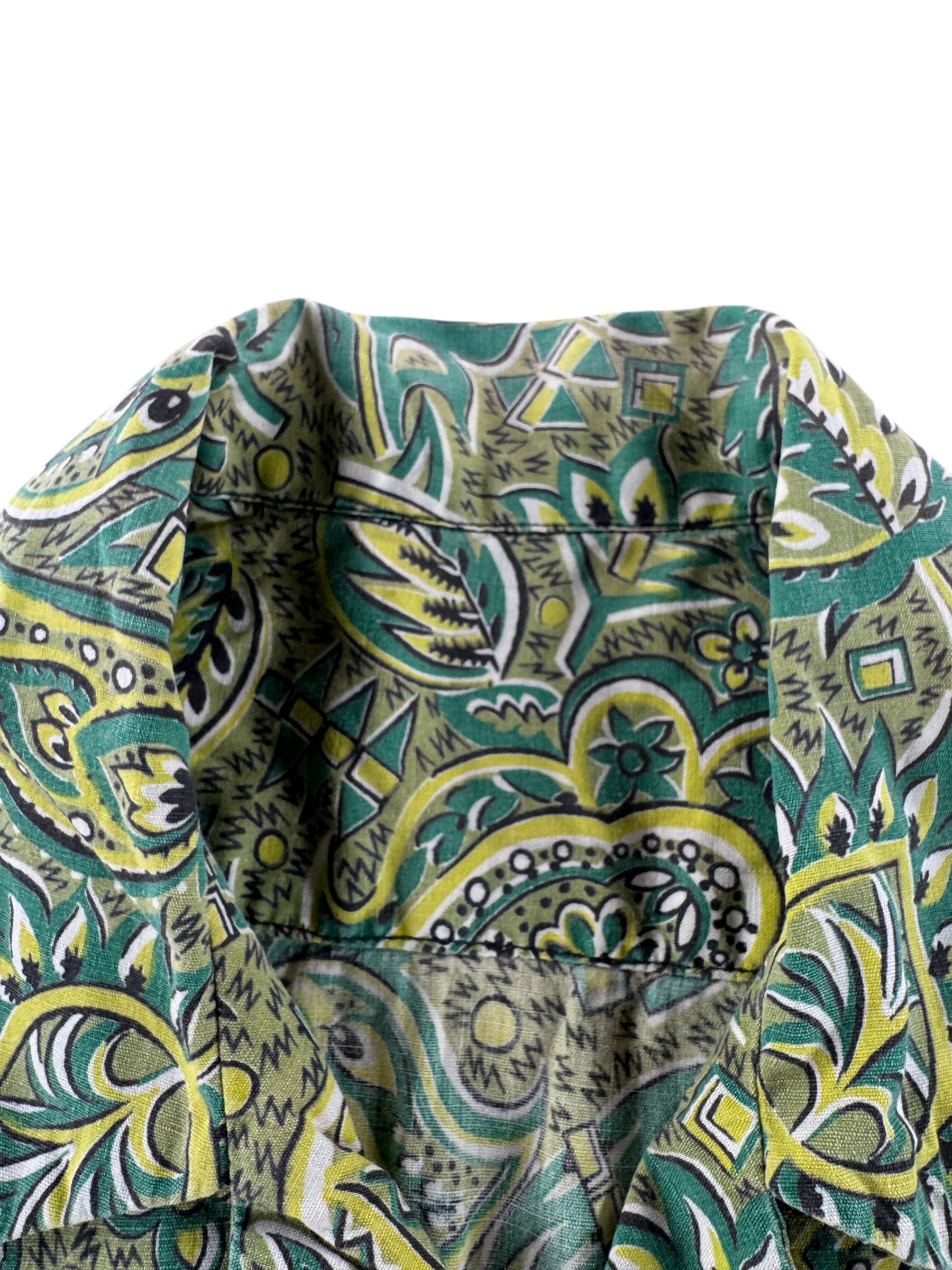 Missing Tag on Vintage Green Cotton Aloha Shirt SZ M