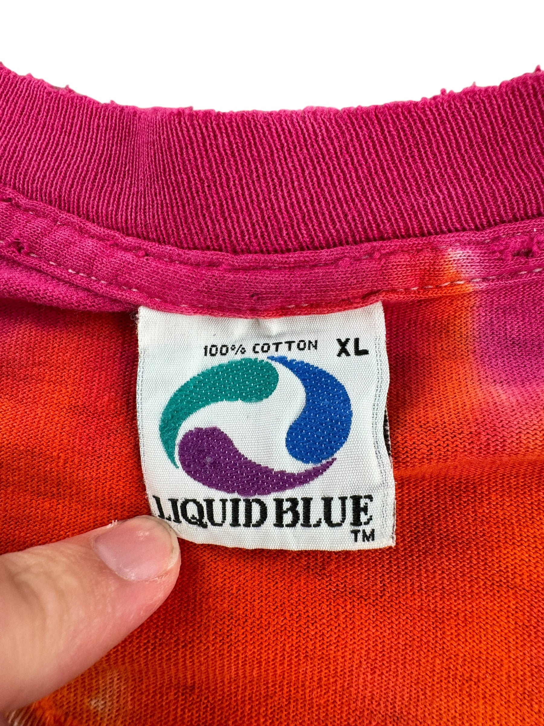 Tag on Vintage Grateful Dead Steal Your Face Liquid Blue Tie Dye Tee SZ XL AS IS