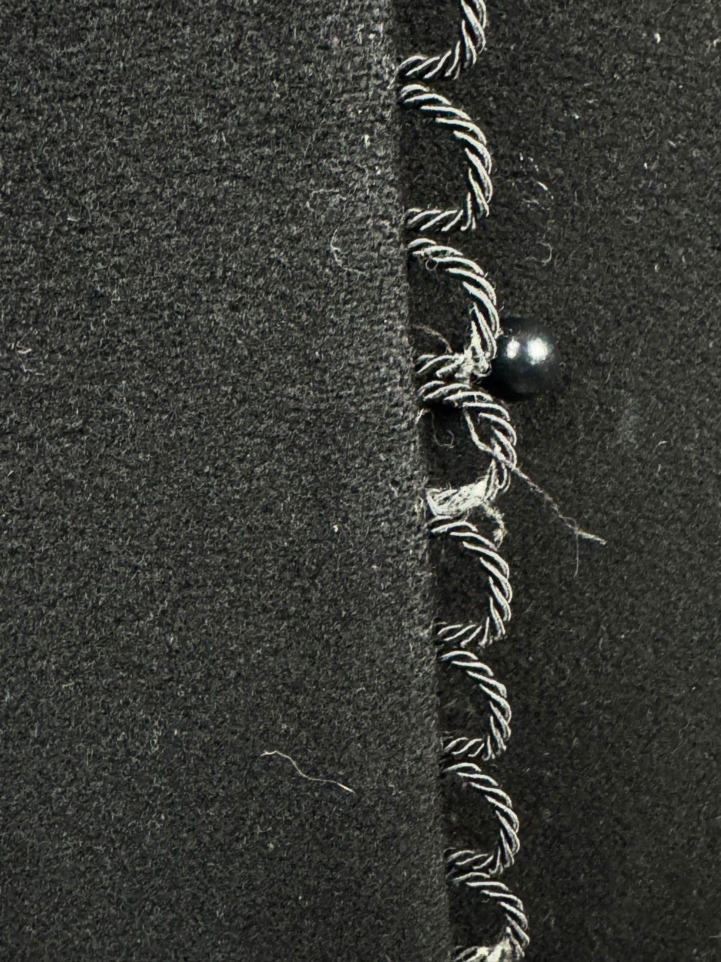 Worn button loops of 1970s Simon Howard Wool Fur Trimmed Coat S