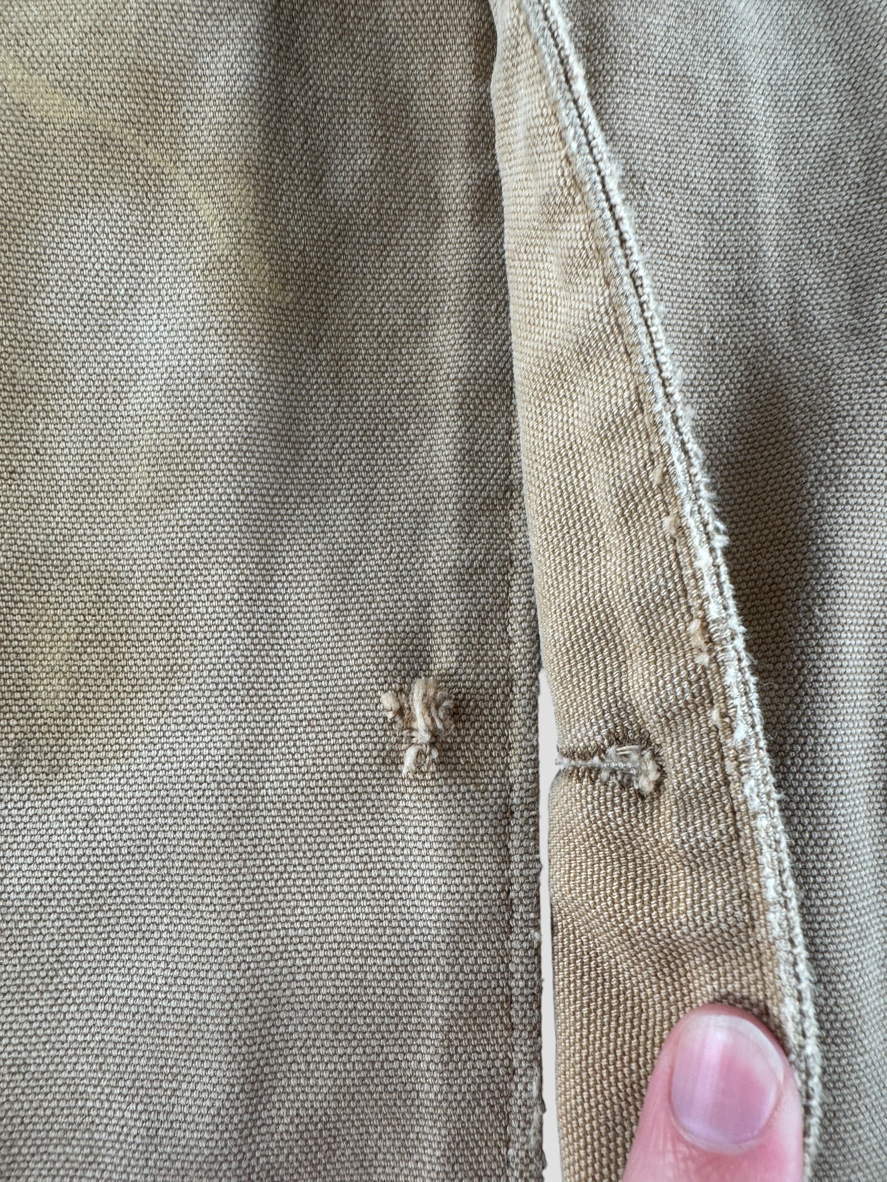 Missing Button on Vintage Carhartt Tan Duck Chore Coat SZ XL