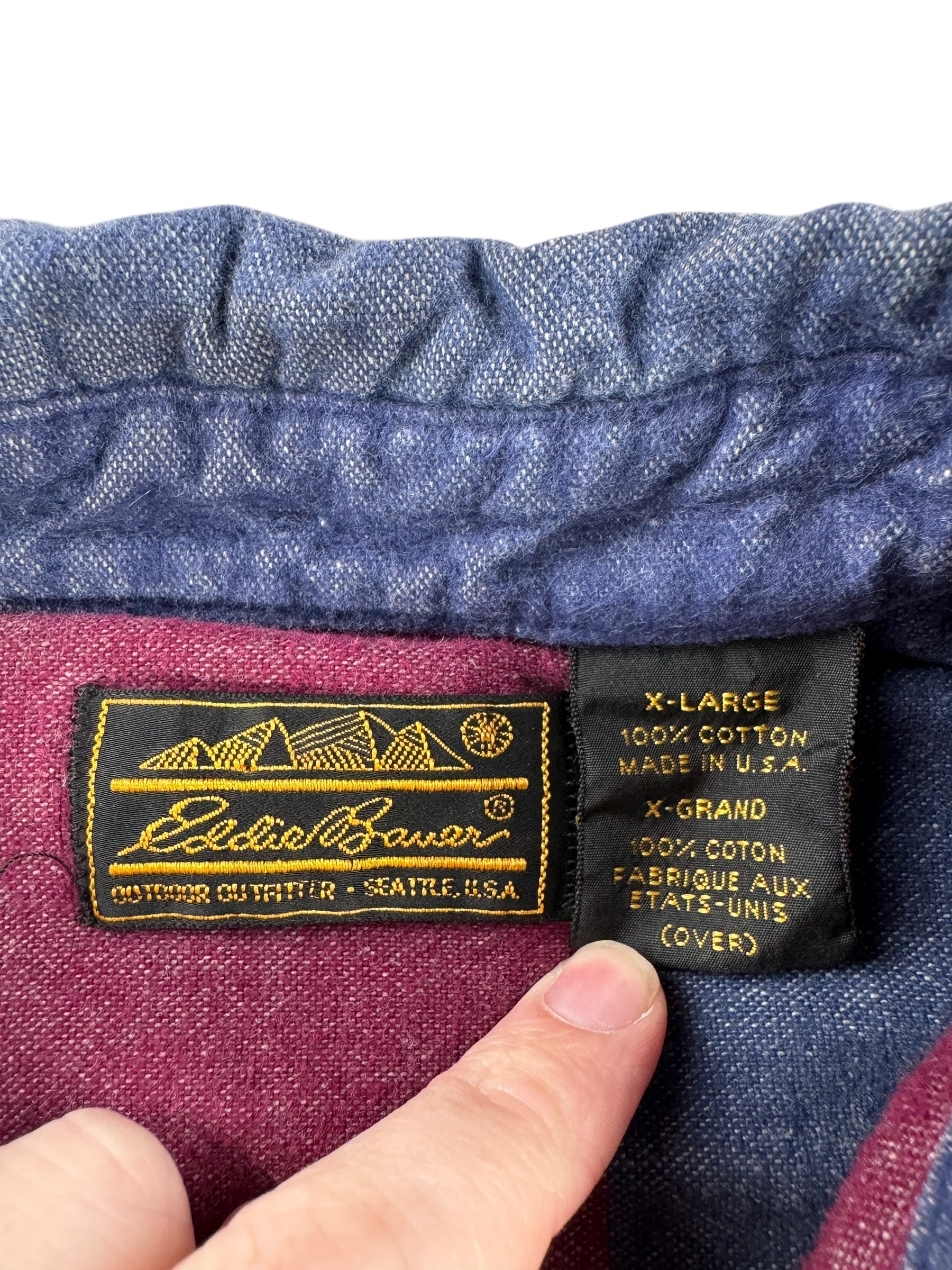 Tag on Vintage Eddie Bauer Striped Chamois Shirt SZ XL