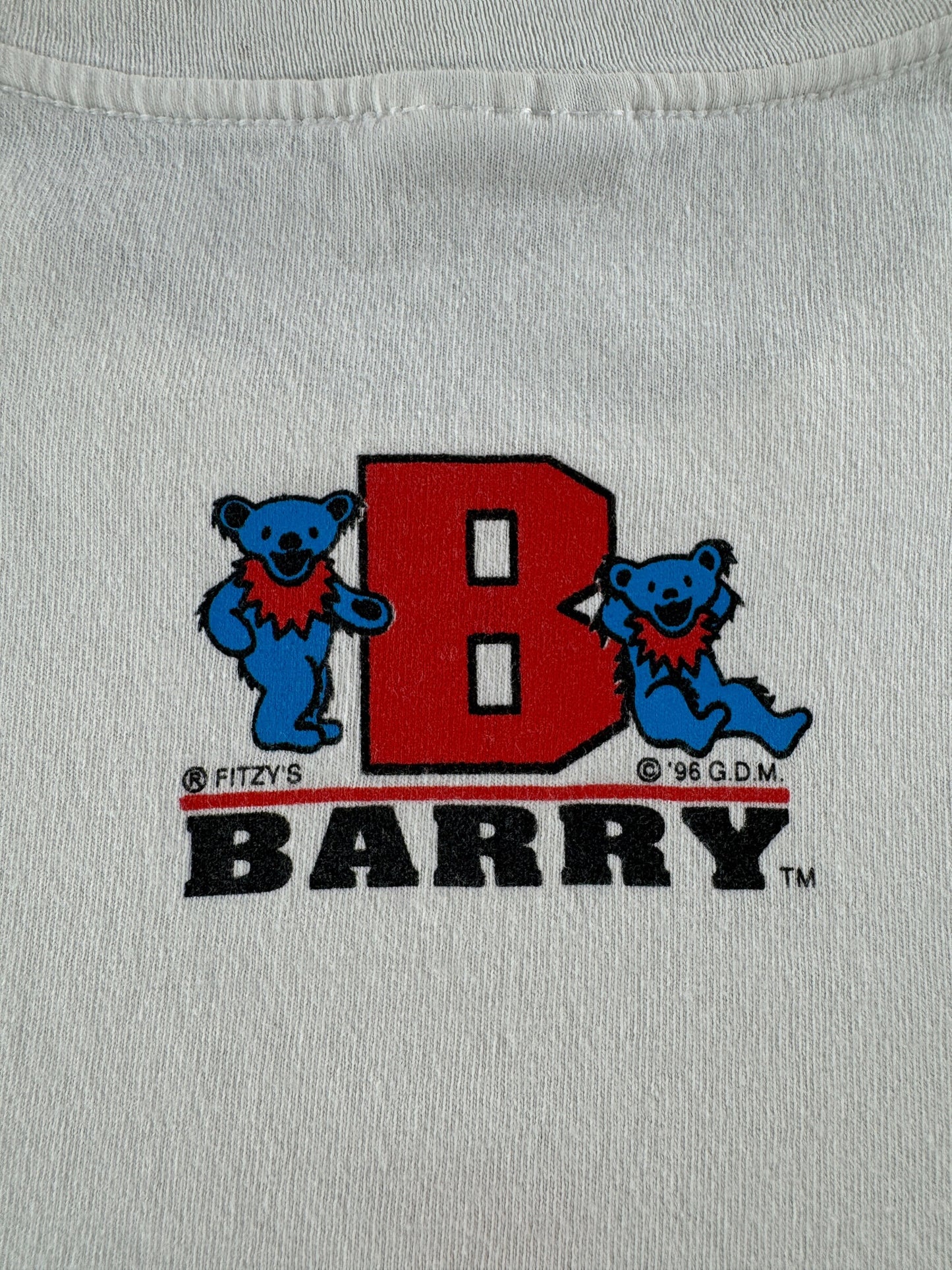 Back Graphic of Vintage Barry Grateful Dead Dancing Bears Tee SZ XL