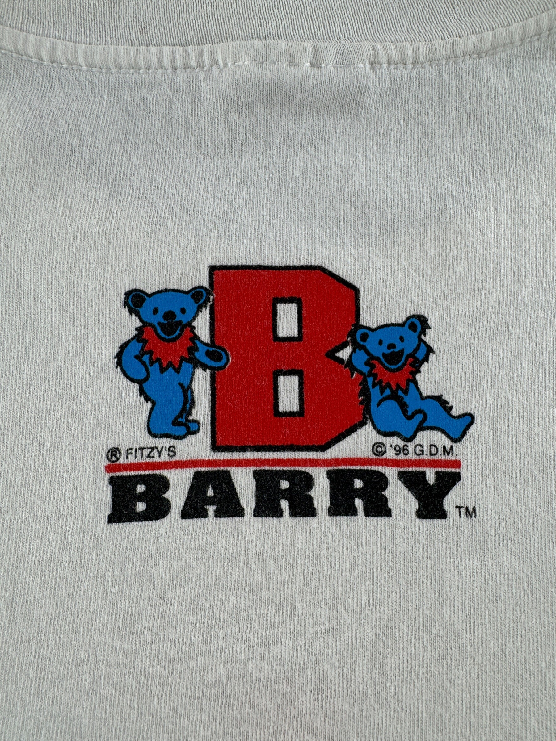 Back Graphic of Vintage Barry Grateful Dead Dancing Bears Tee SZ XL