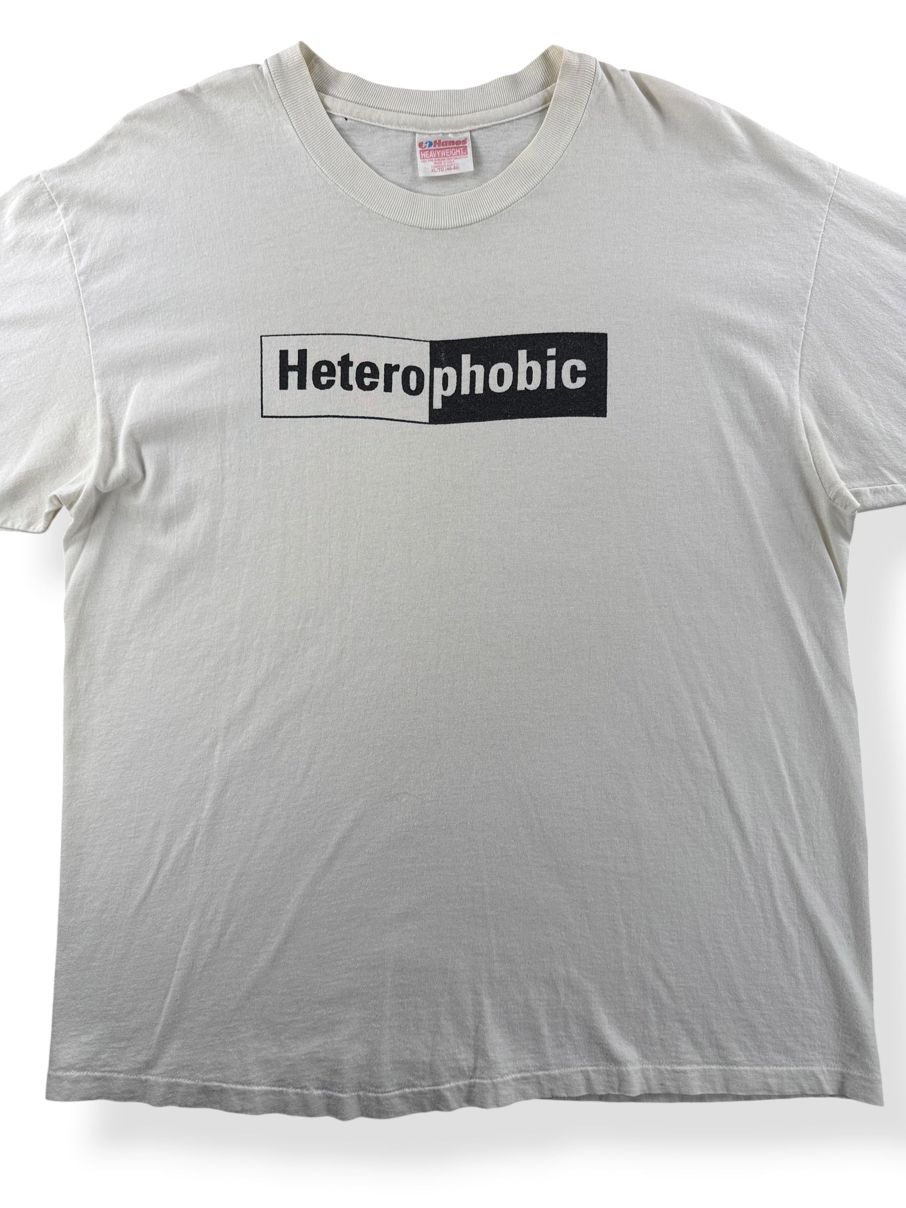 Close-up of Vintage 1990s Heterophobic Tee XL