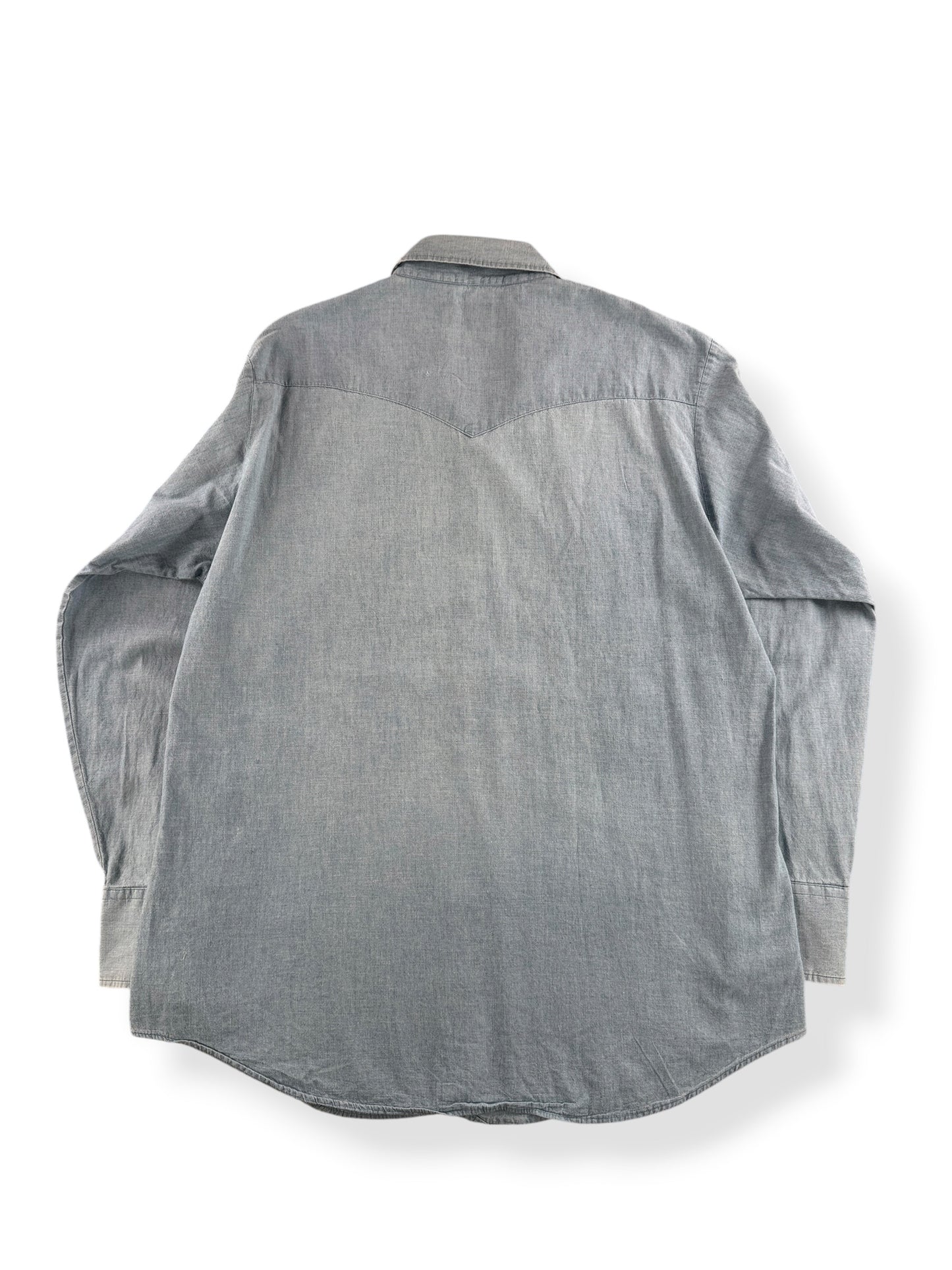 Back of Vintage Lee Chambray Pearlsnap SZ XL