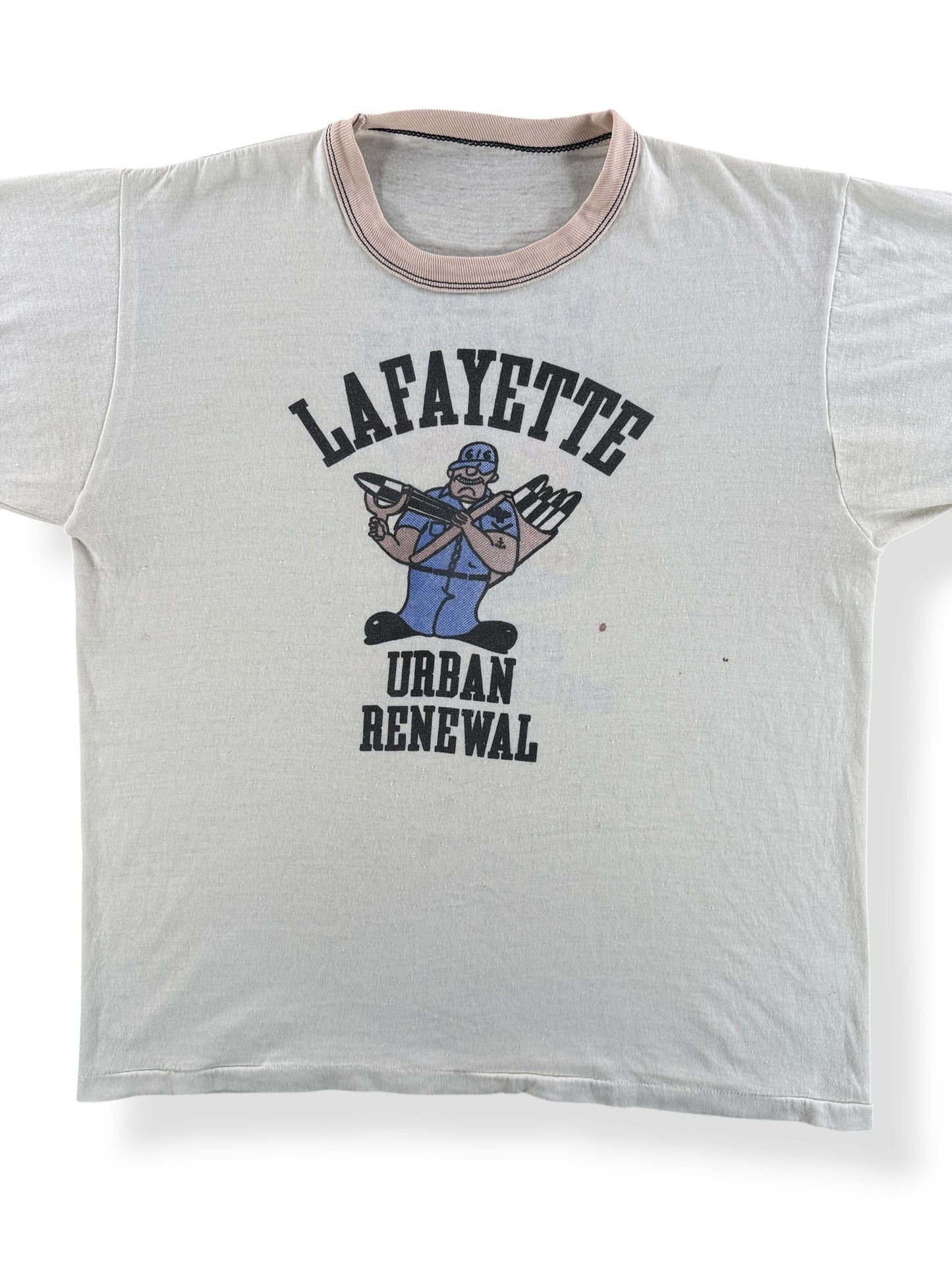 Front Close Up of Vintage 80s Urban Renewal Military Tee SZ M