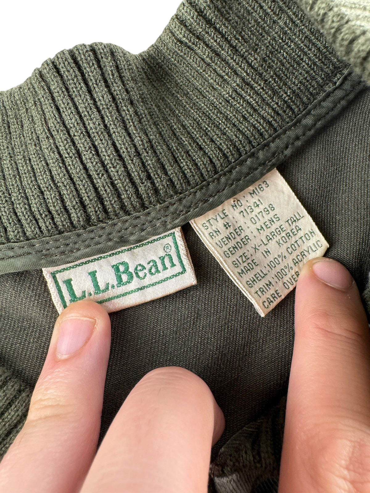 Tags on Vintage Canvas LL Bean Bomber Jacket SZ XL