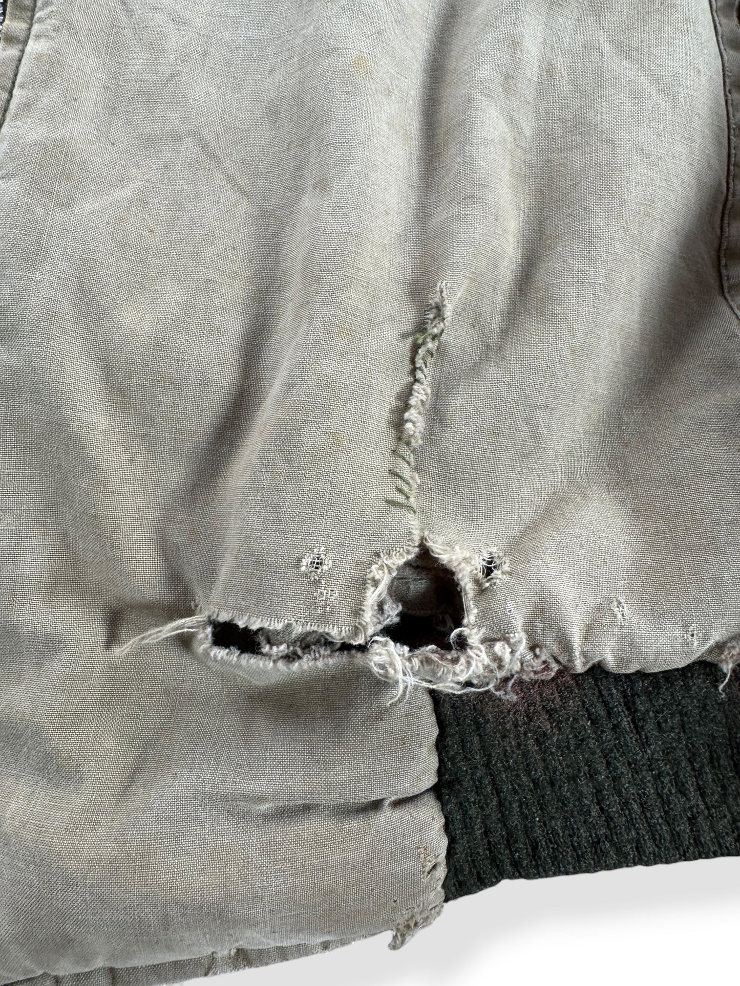 Hole on Vintage Canvas Bomber Jacket SZ L - AS IS