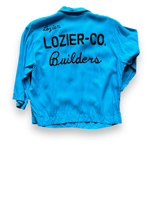 back of Vintage Lozier Co Builders Rayon Ladies Bowling Shirt SZ 38 | Vintage Bowling Shirt Seattle | Barn Owl Vintage Seattle