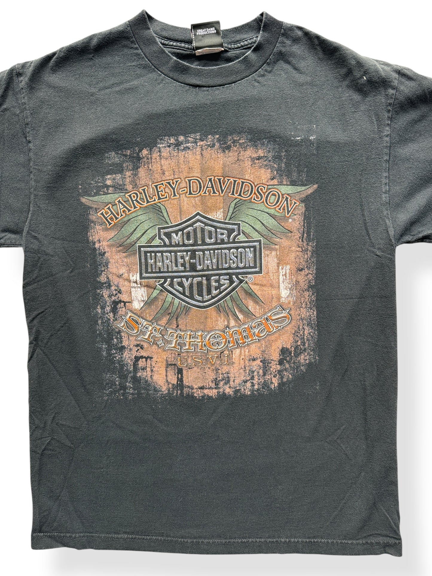 Front Close Up of St. Thomas Harley Davidson Tee SZ L