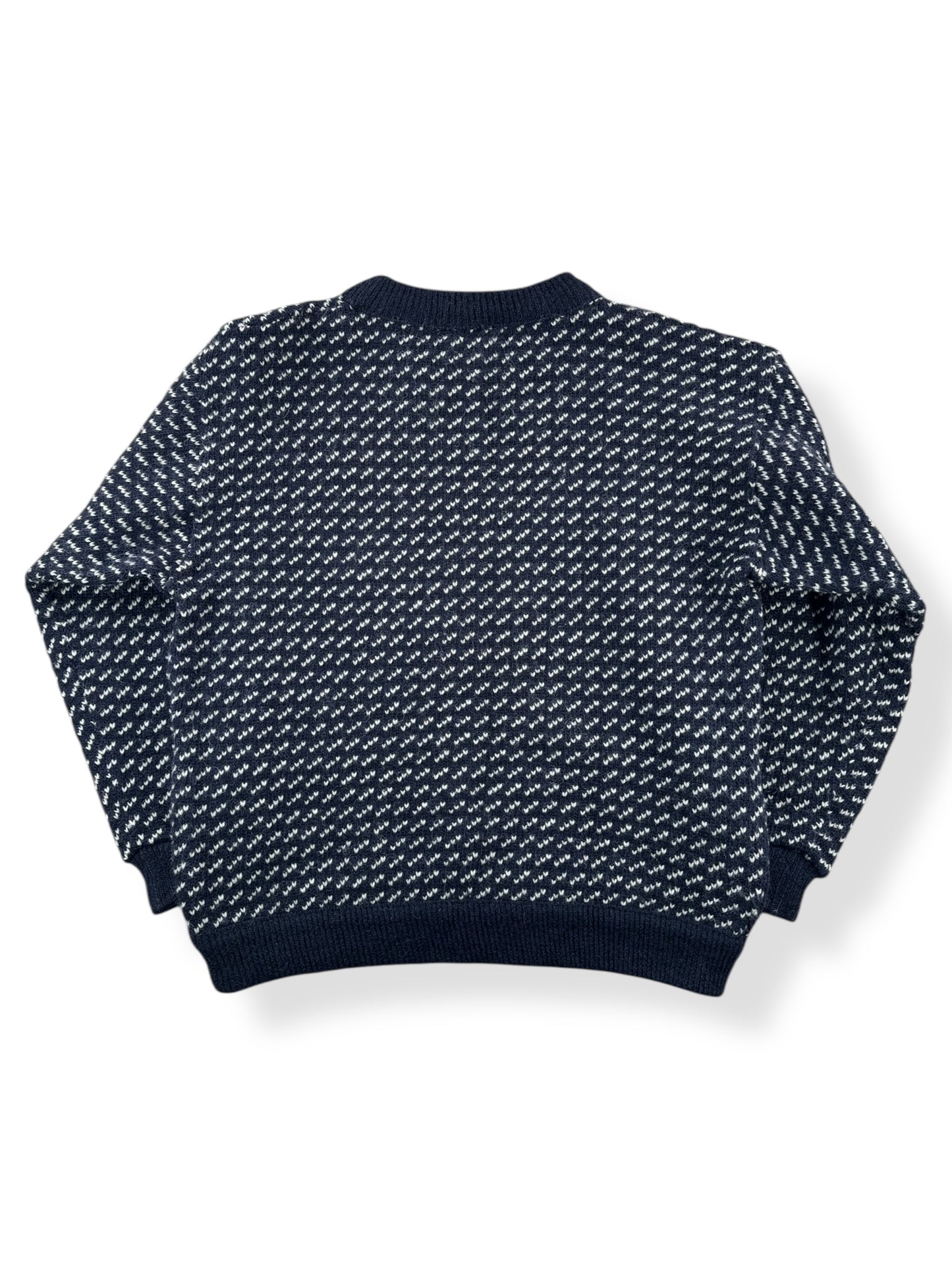Back of Vintage Men's LL Bean Birdseye Sweater Black & White SZ L