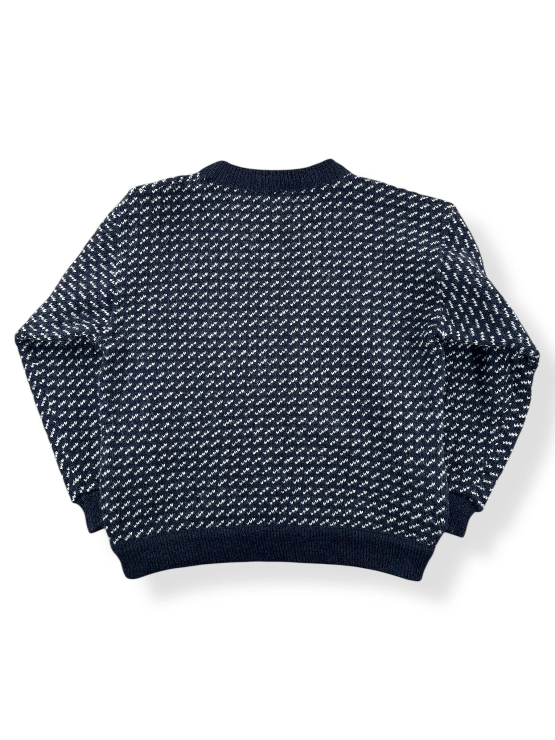 Back of Vintage Men's LL Bean Birdseye Sweater Black & White SZ L
