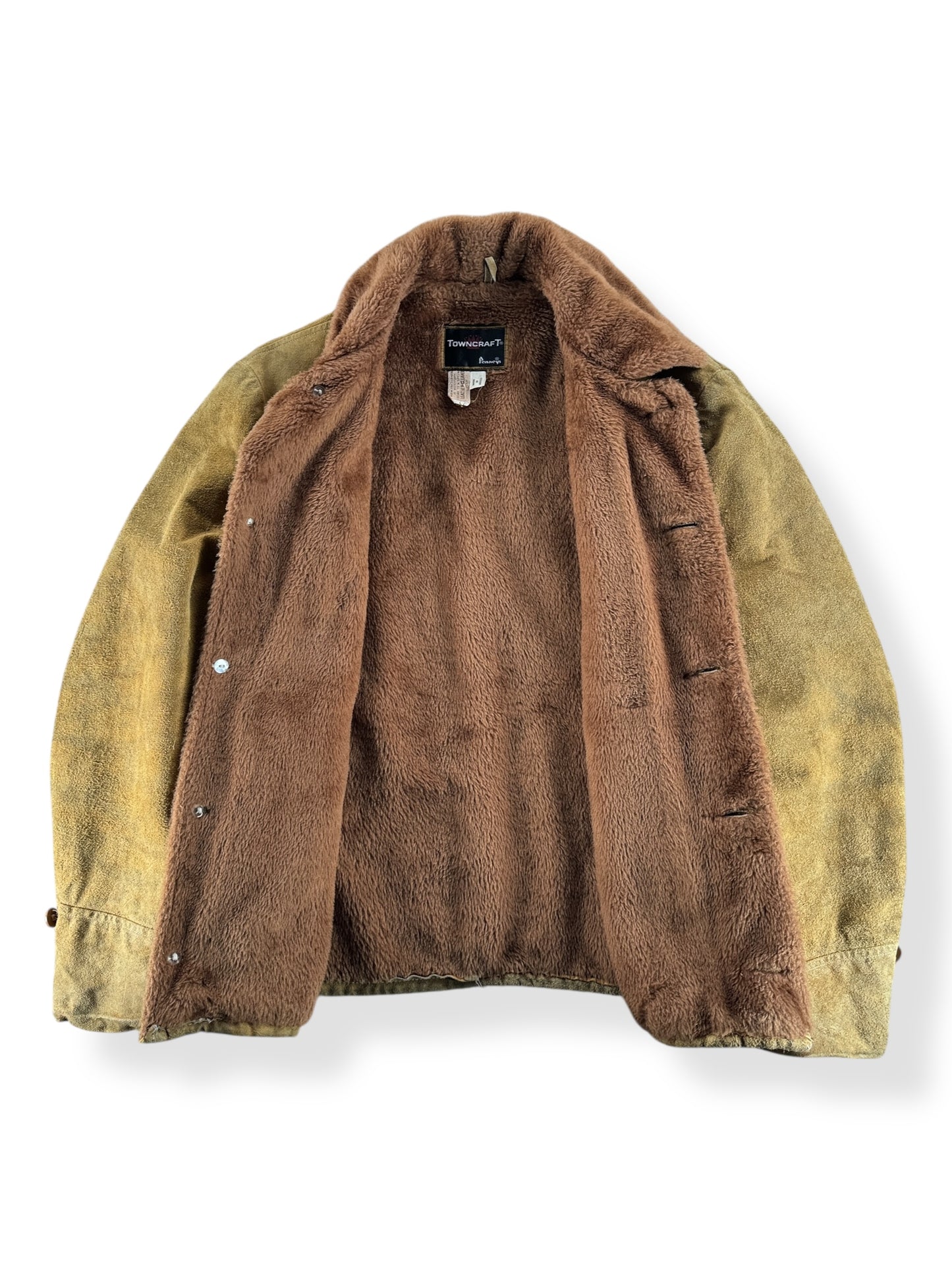 Inside of Vintage Suede Fur Lined Towncraft Jacket SZ L