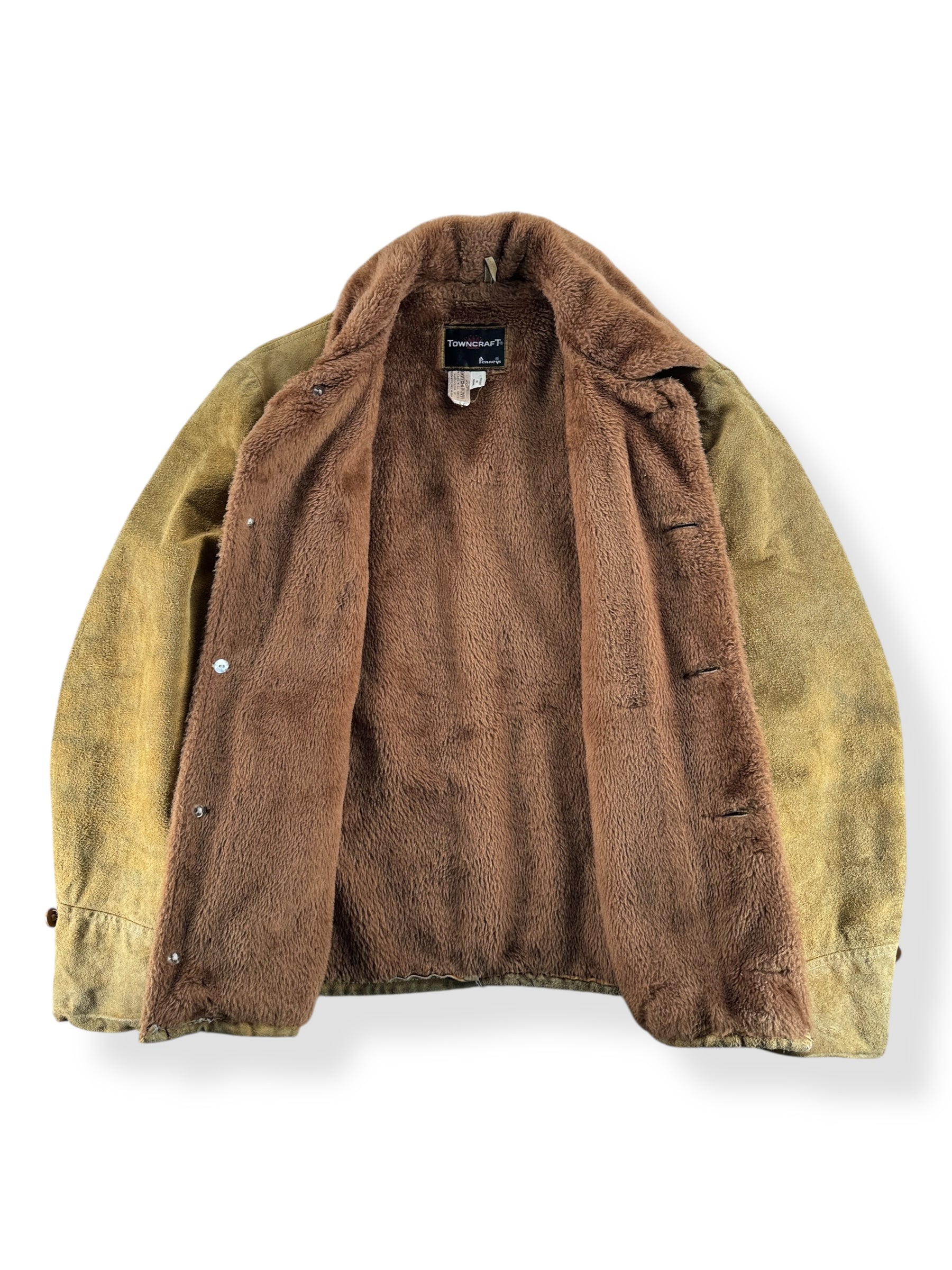 Inside of Vintage Suede Fur Lined Towncraft Jacket SZ L