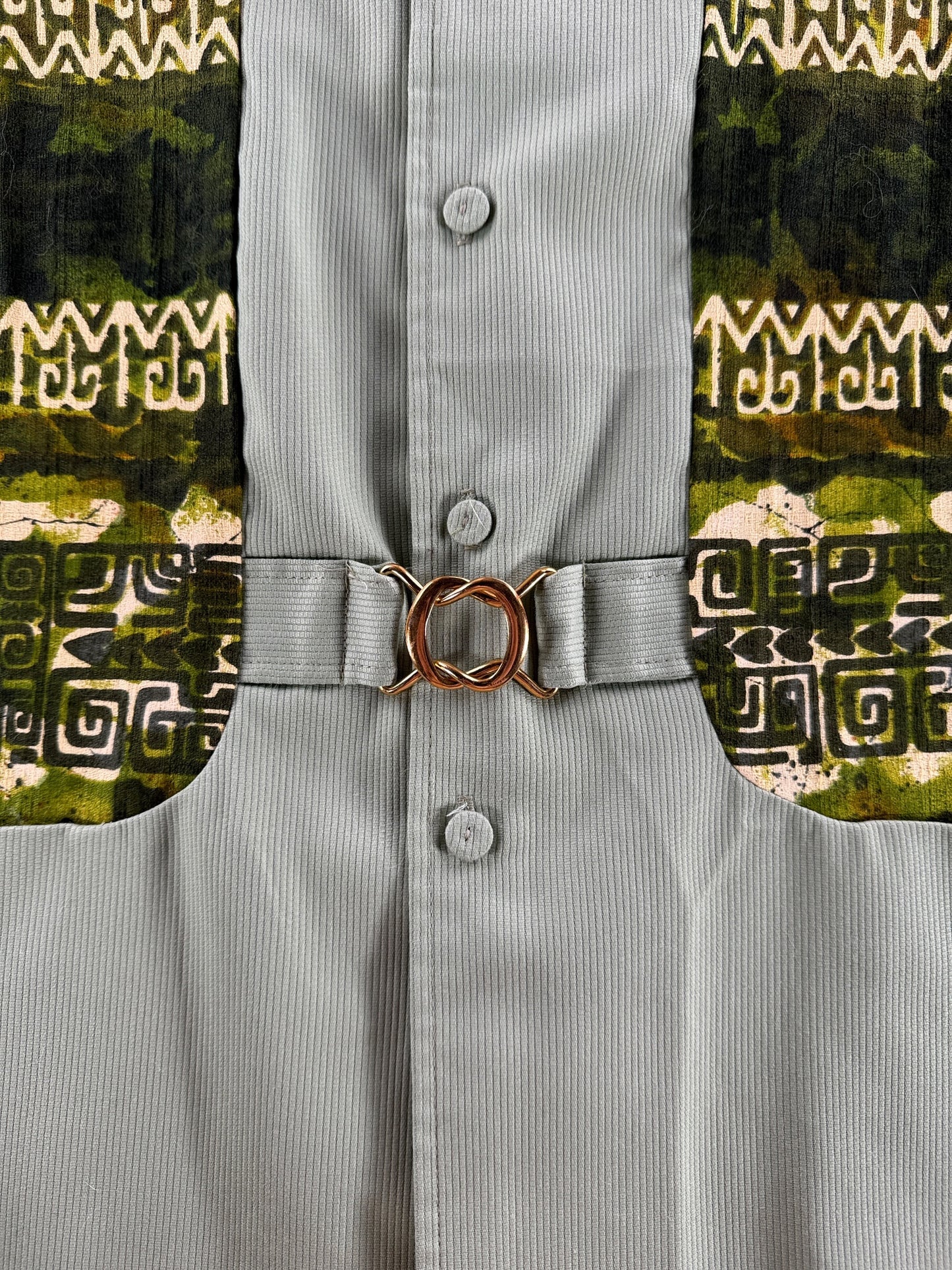 Buckle on Vintage 60s Liberty House Paneled Bark Cloth Aloha Shirt SZ M