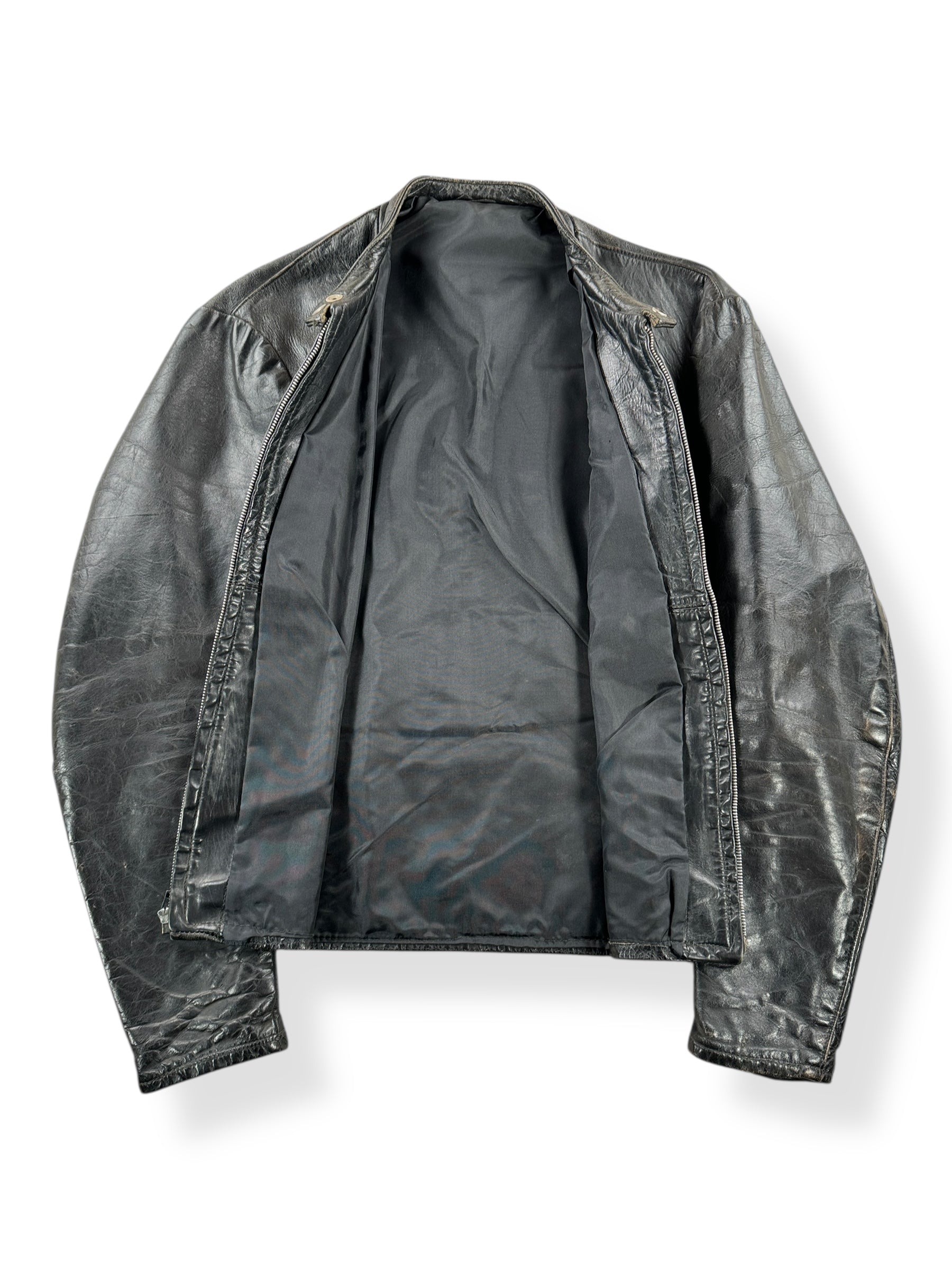 Inside of Vintage Leather Moto Jacket SZ L AS IS