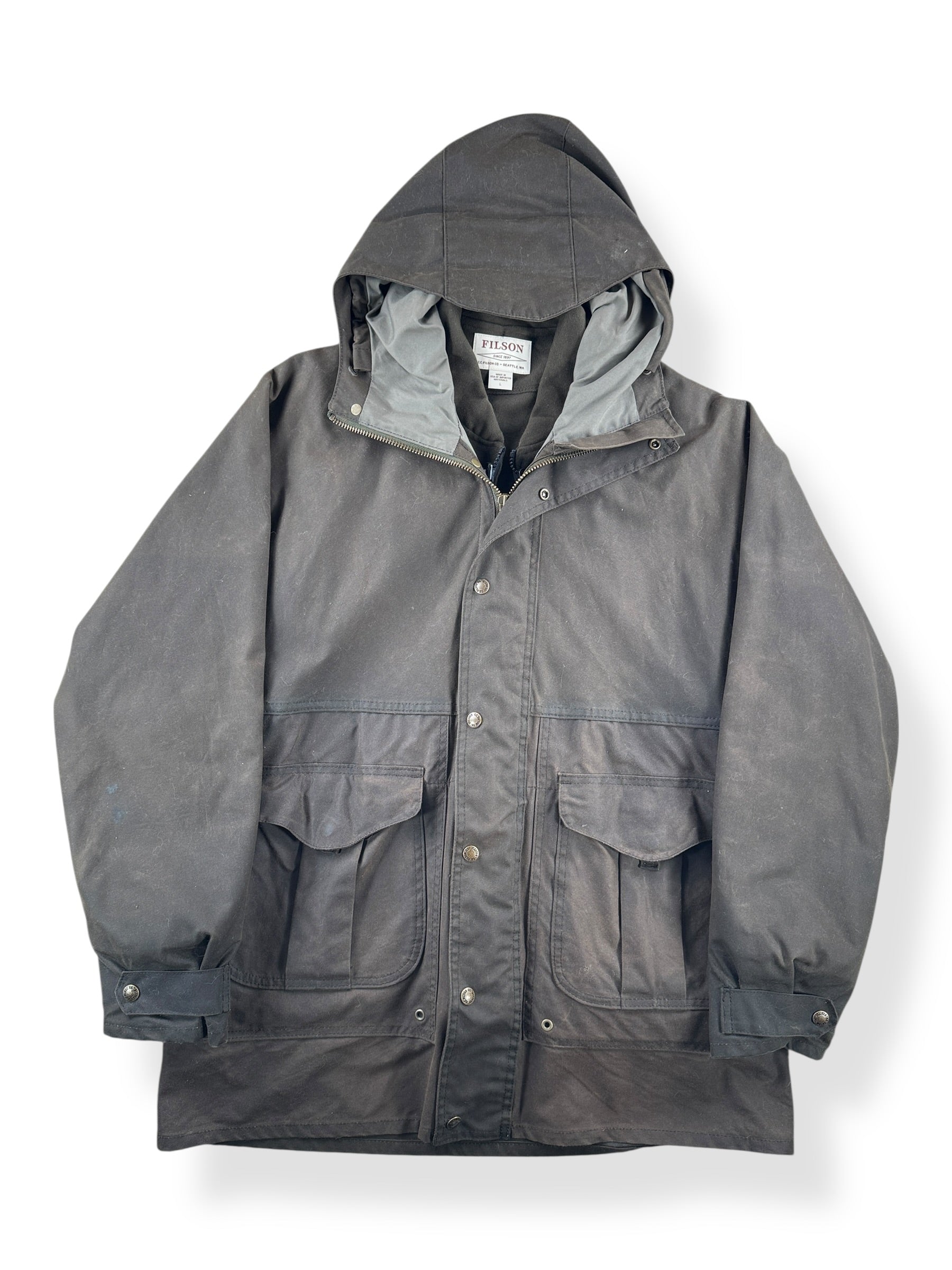 Front of Filson All Season Rain Jacket With Liner SZ M