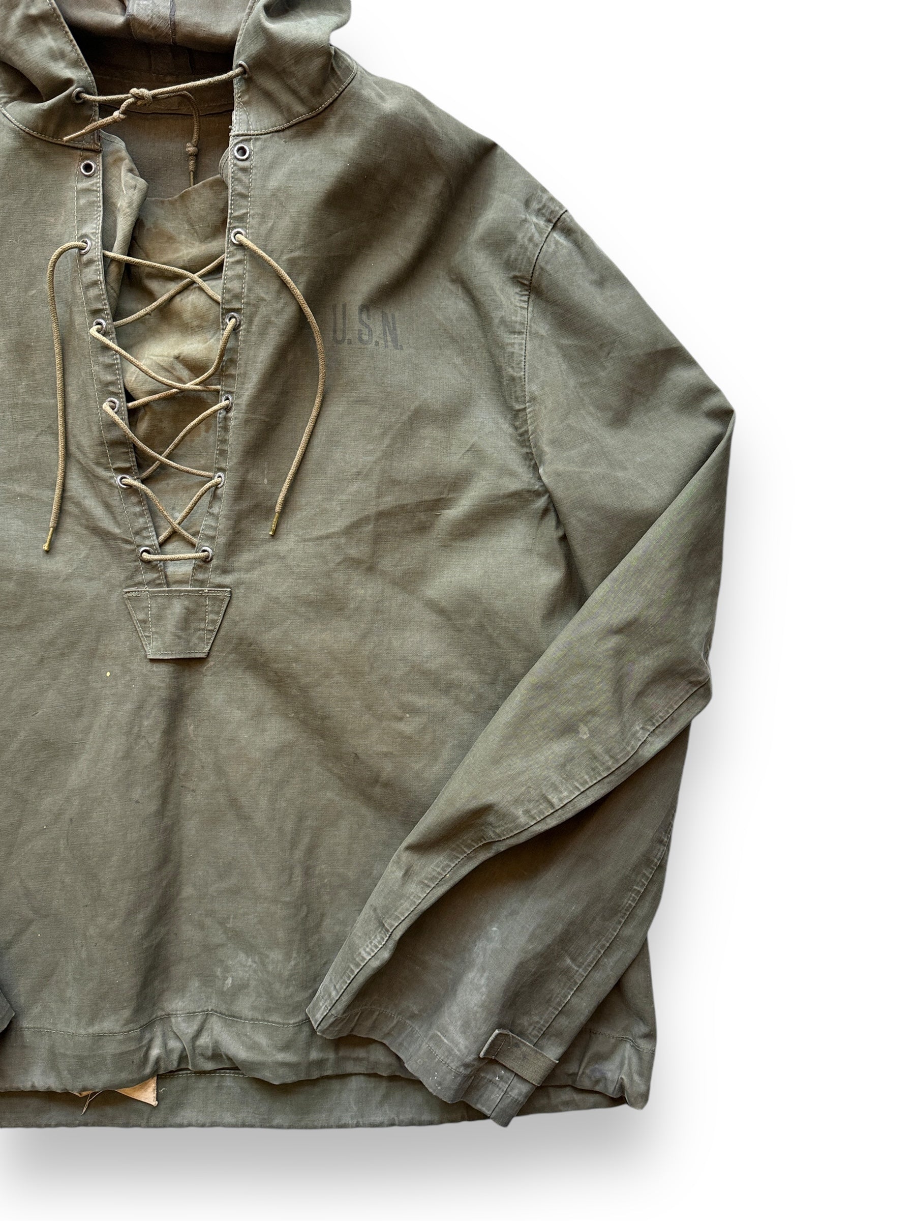 front left of Vintage WWII Era Foul Weather Smock SZ M