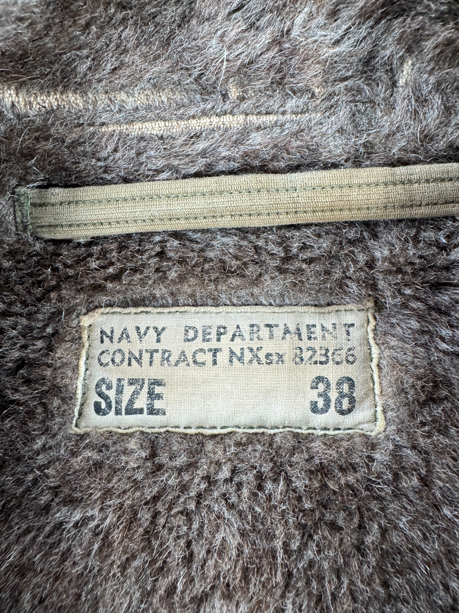 Label on Vintage WWII Era USN N-1 Jacket in Pristine Shape SZ 38