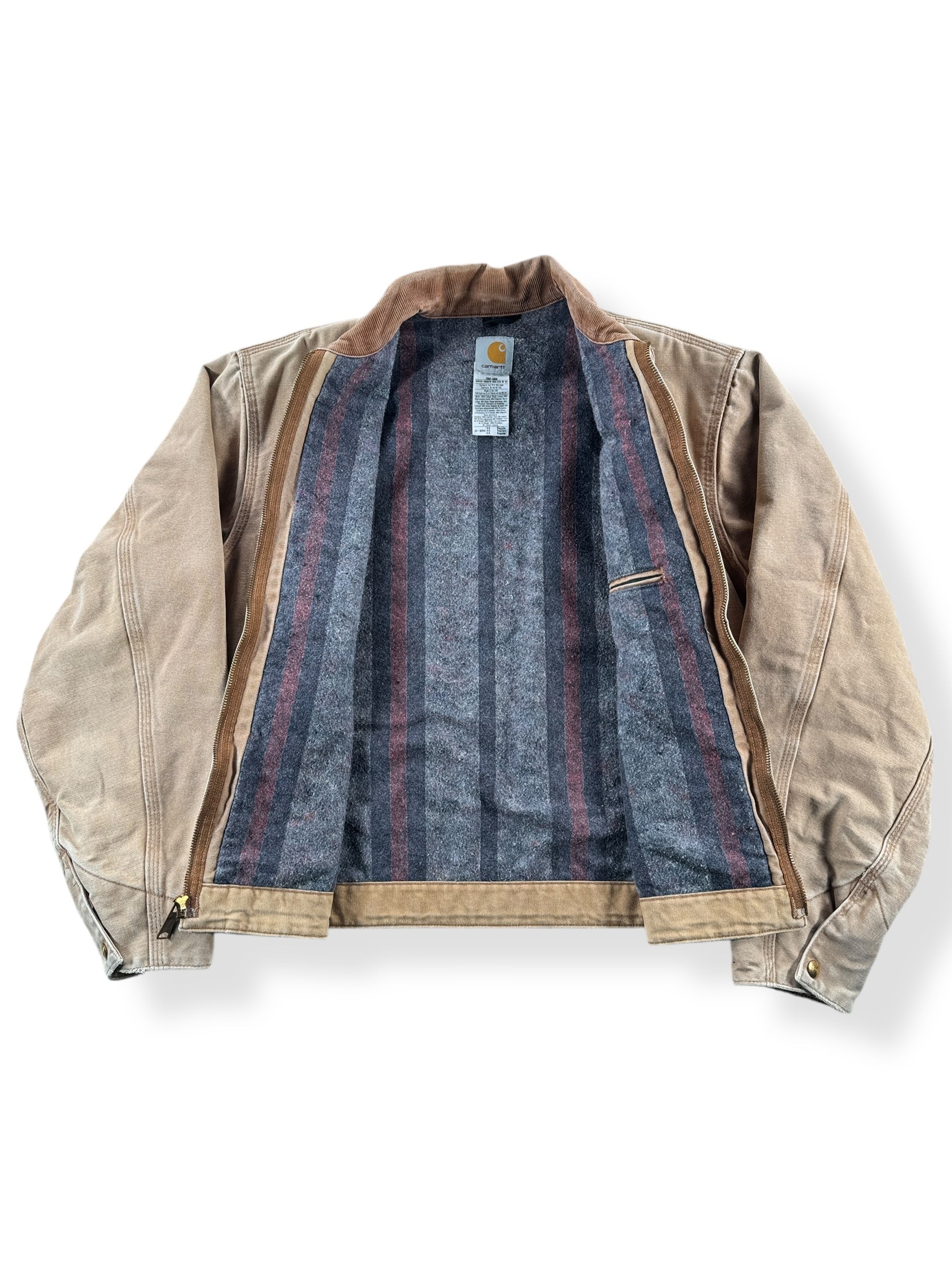 Inside of Vintage Brown Carhartt Detroit Jacket SZ 44