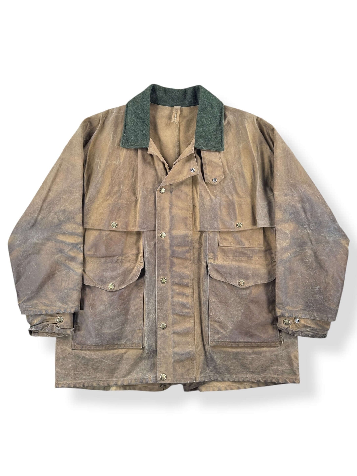 Front of Vintage Filson Tin Cloth Packer Coat SZ 40 AS IS