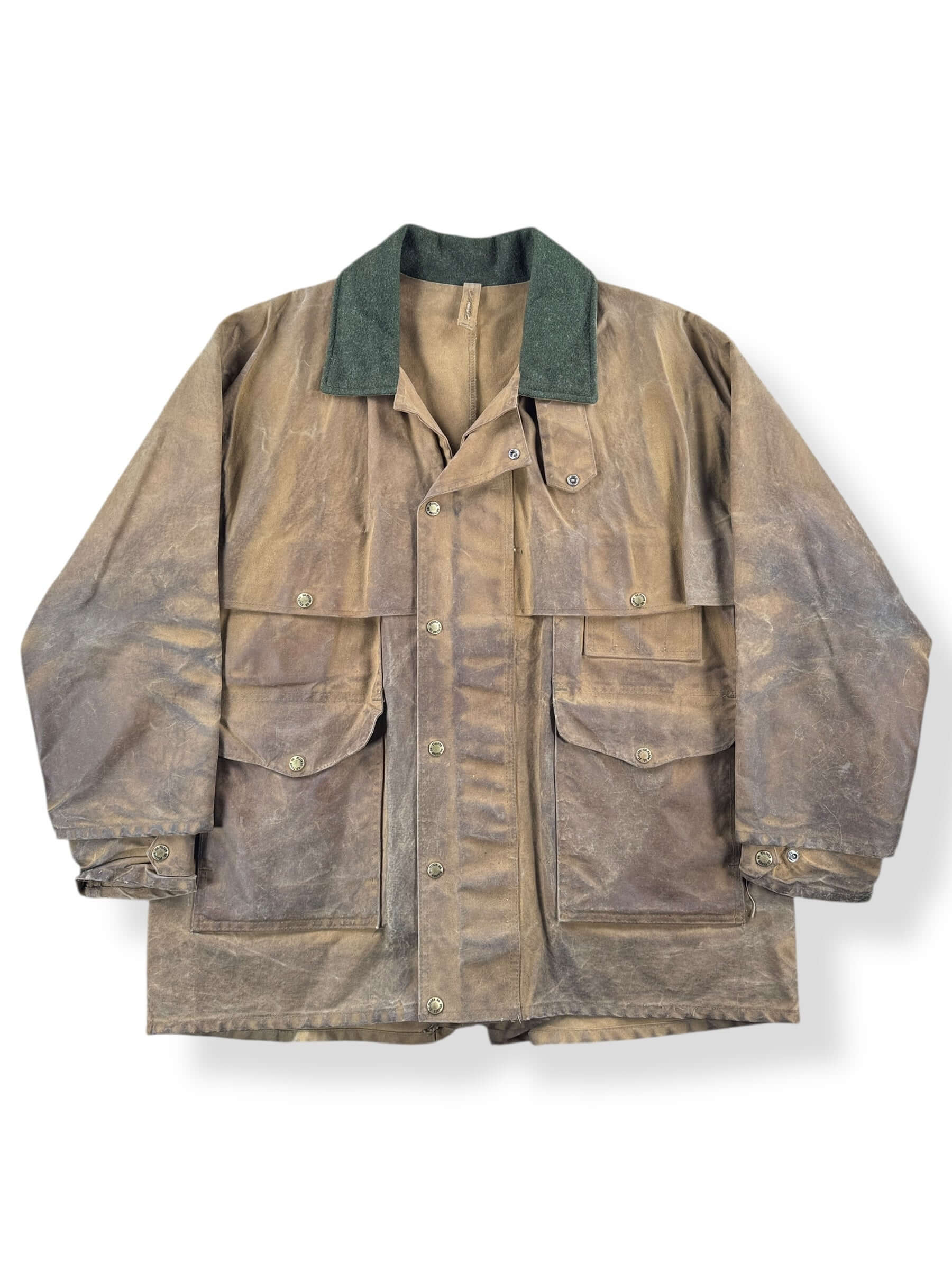 Front of Vintage Filson Tin Cloth Packer Coat SZ 40 AS IS