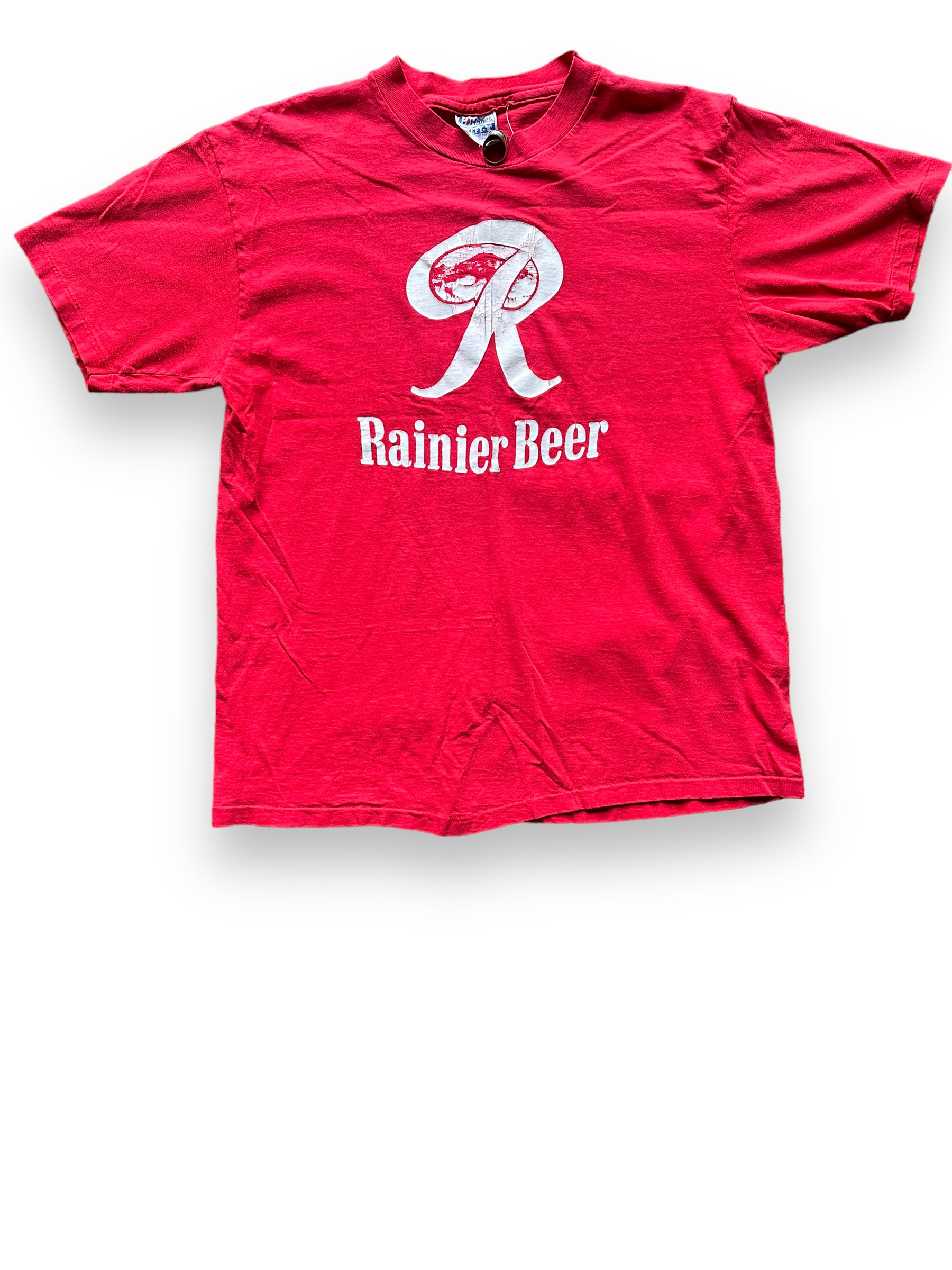 Front View of Vintage 1985 Rainier Beer Tennis Tournament Tee SZ XL | Vintage Beer T-Shirts Seattle | Barn Owl Vintage Tees Seattle