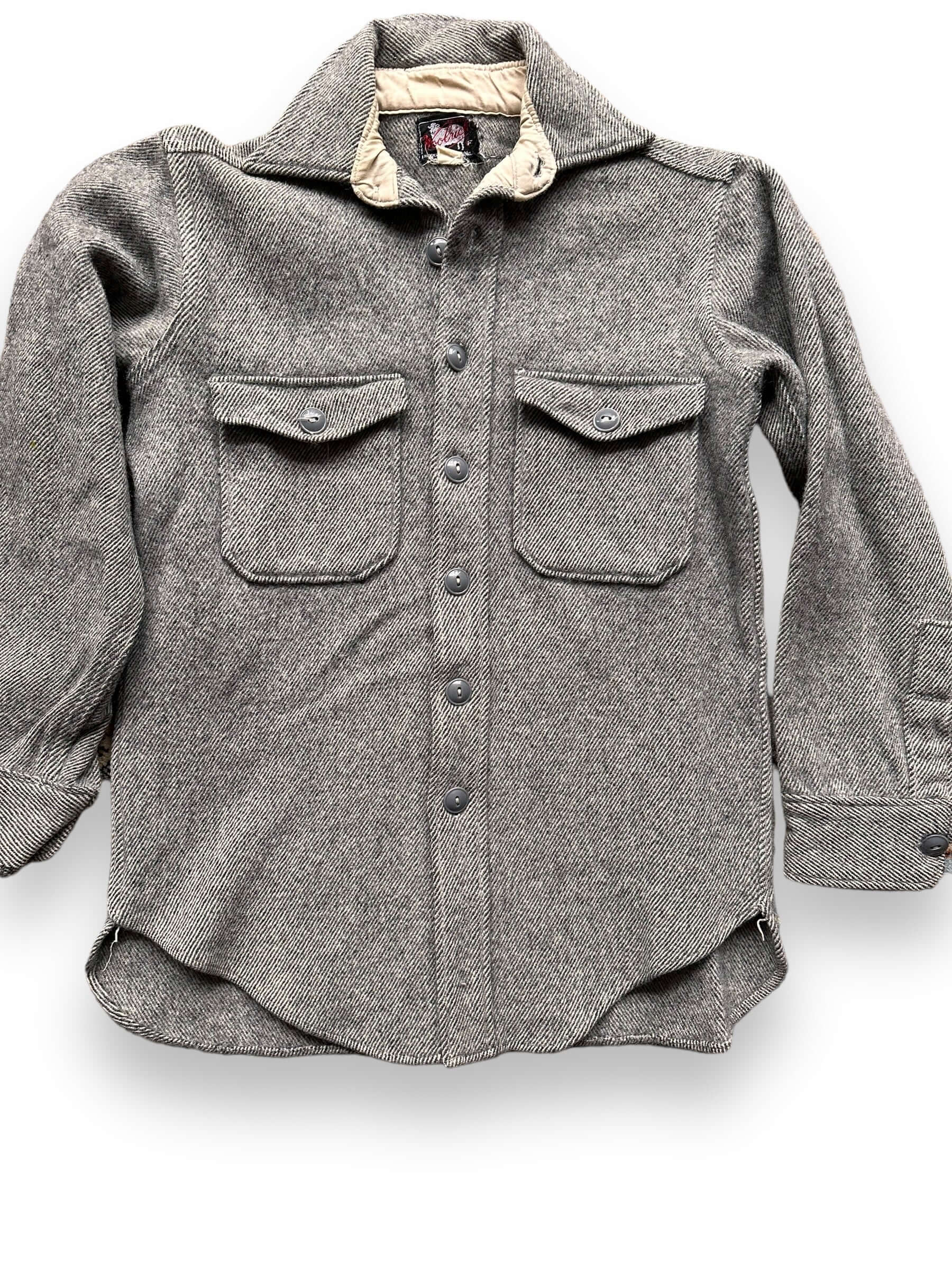 Front Detail on Vintage Woolrich Shirt Jacket SZ M | Vintage Workwear Seattle