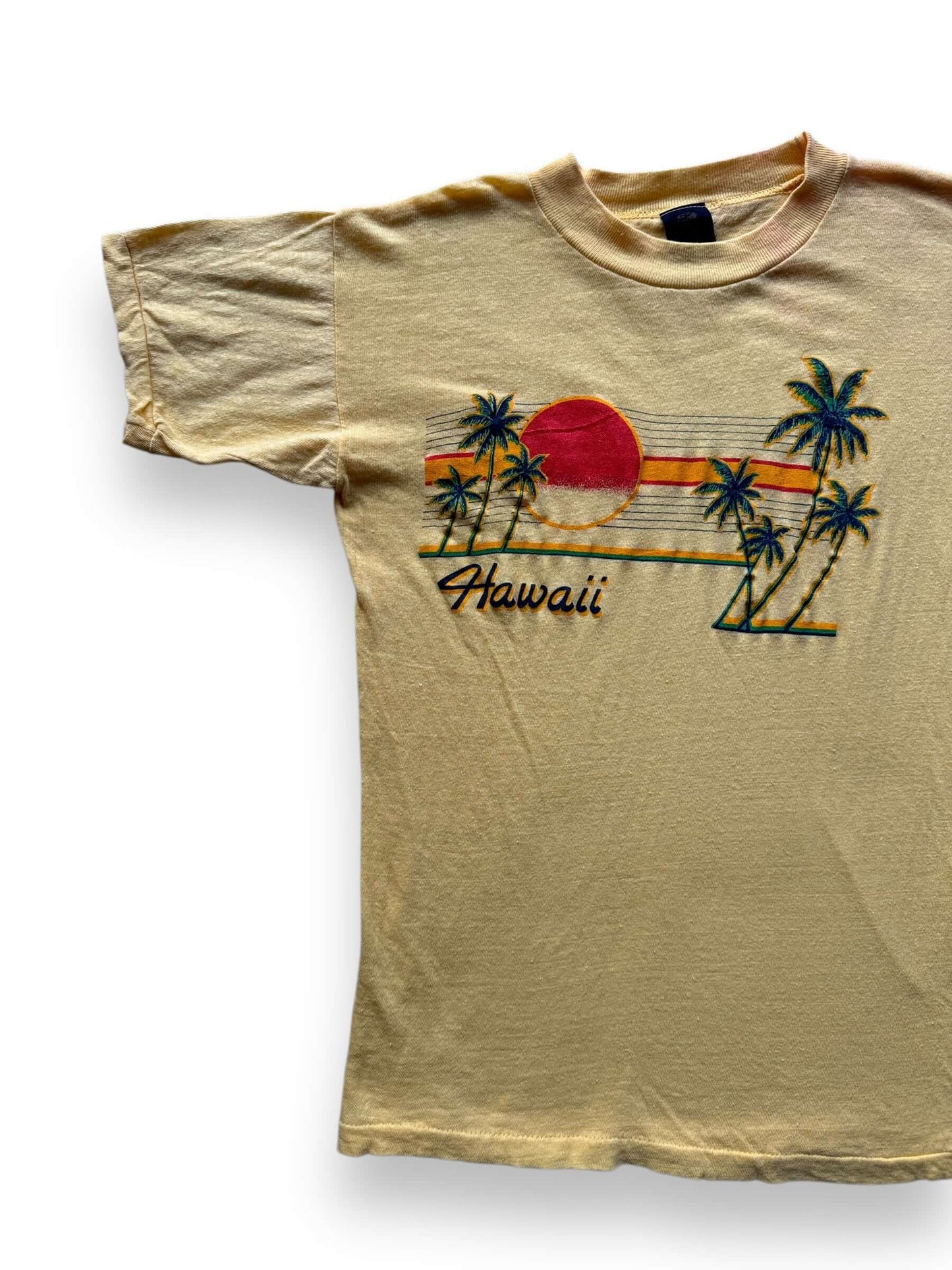 front right of Vintage Yellow Hawaii Tee SZ M