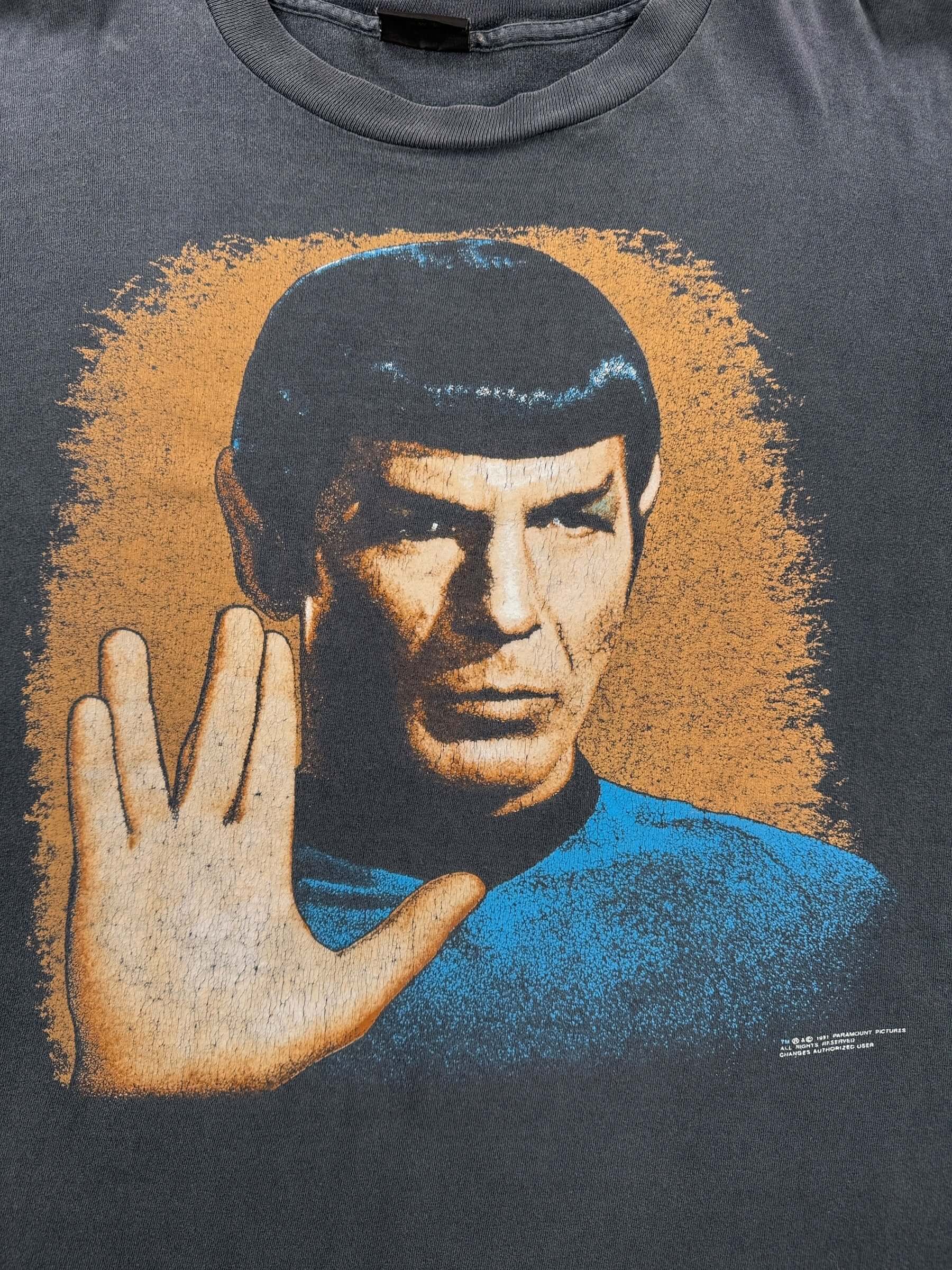 Graphic of Vintage Faded Star Trek Spock Live Long & Prosper Tee SZ XL