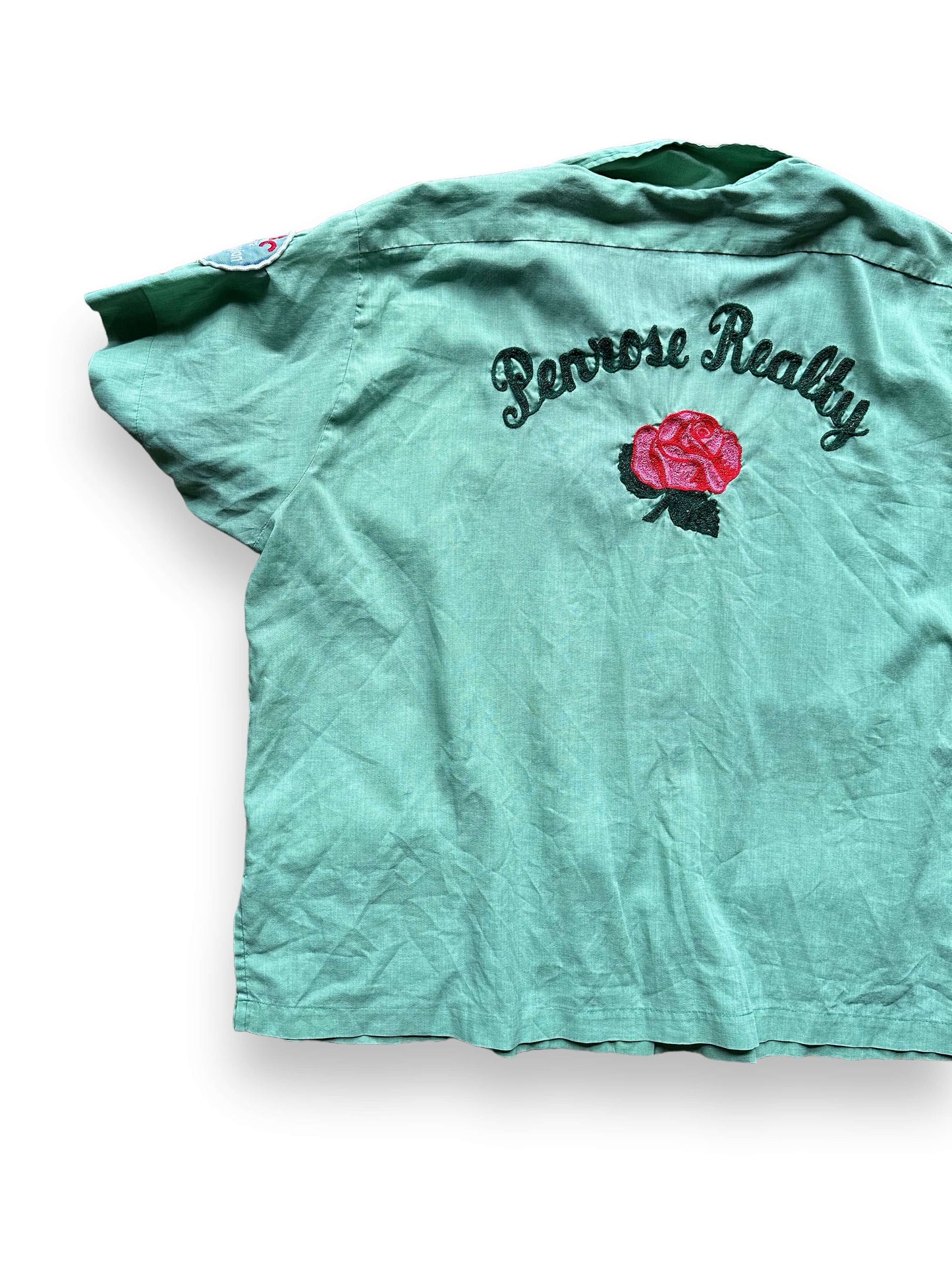 Left Rear View of Vintage Penrose Realty Bowling Shirt SZ XL | Vintage Ladies Bowling Shirt Seattle | Barn Owl Vintage Seattle