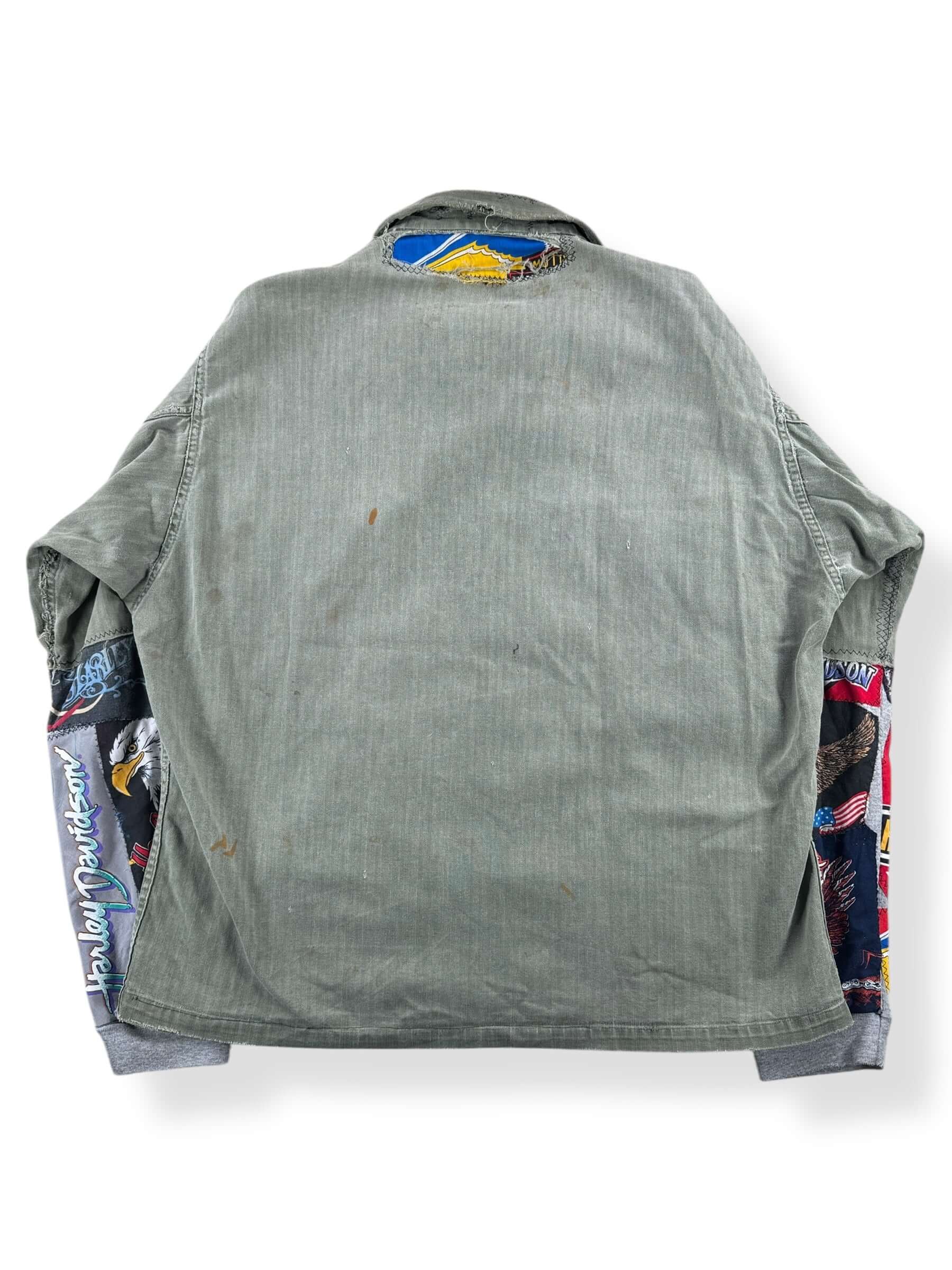 Back of Vintage Custom Harley Bandana HBT Military Top SZ XL