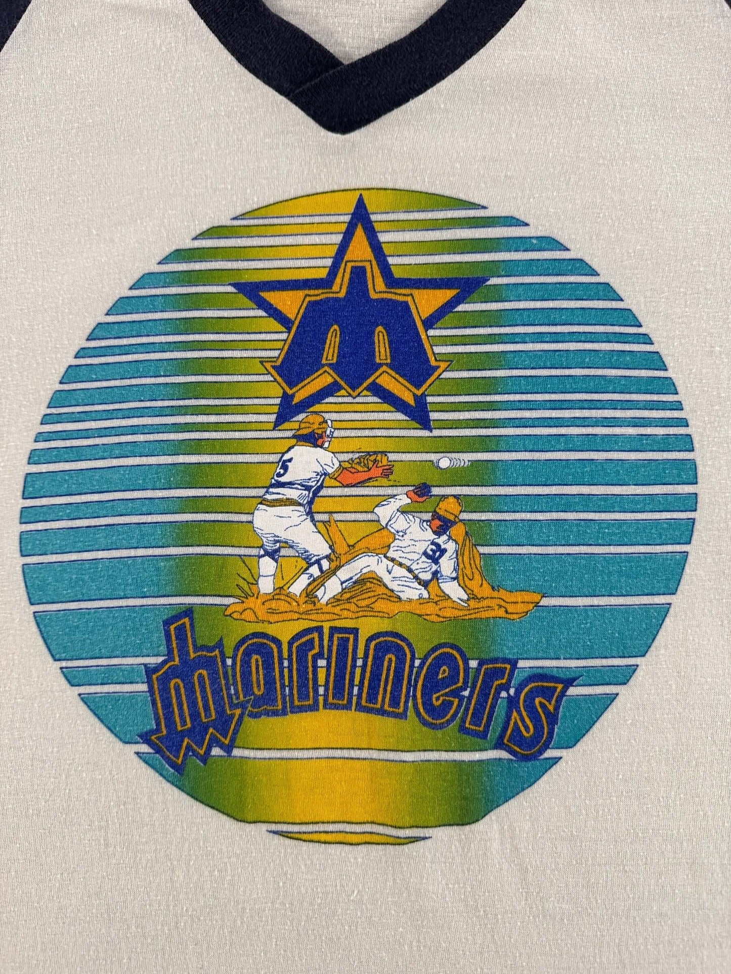 Graphic of Vintage 70s/80s Mariners Jersey Tee SZ XL (Fits M)