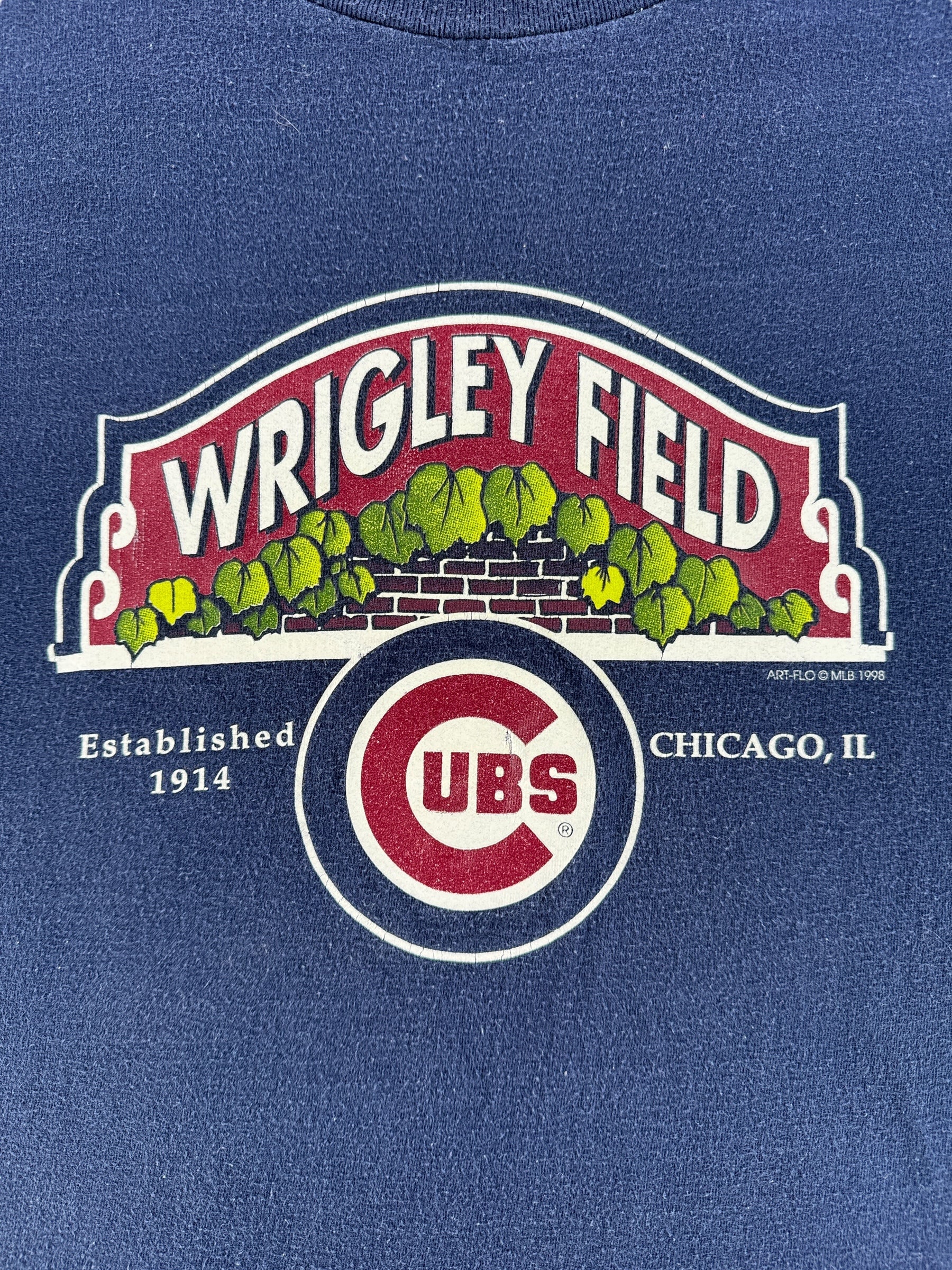 Front Graphic of Vintage Wrigley Field Cubs Tee SZ XL