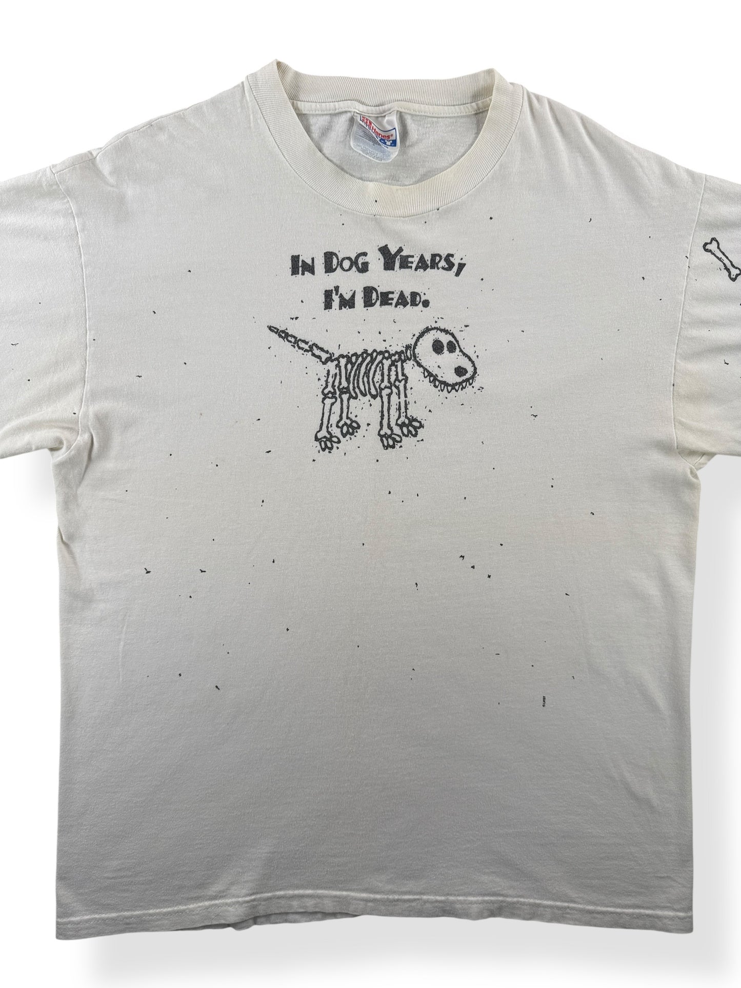 Front Close Up of Vintage In Dog Years I'm Dead Tee SZ L
